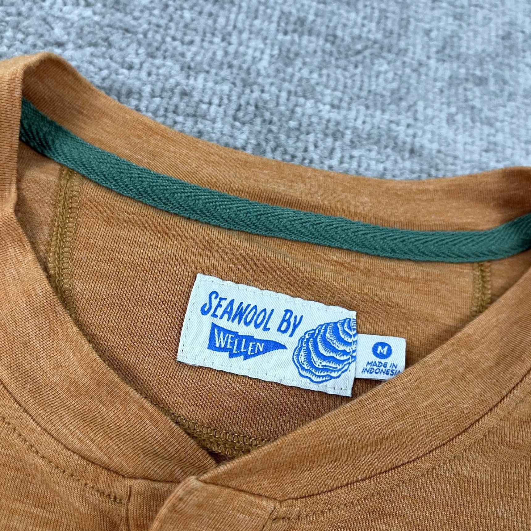 Vintage VINTAGE Seawool by Wellen Shirt Mens Medium Orange Henley Long Sleeve 1/4 Button Size US M / EU 48-50 / 2 - 2 Thumbnail