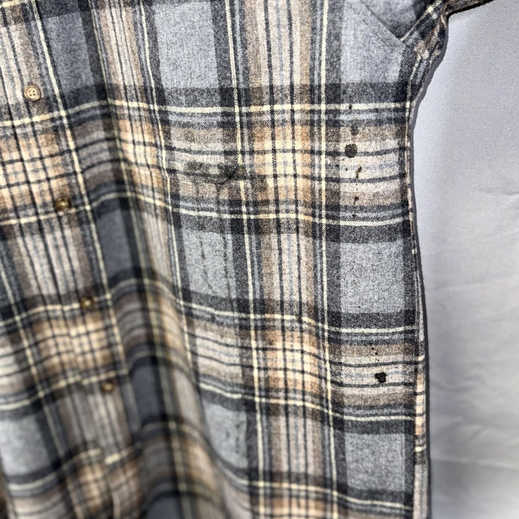 Pendleton Pendleton Shirt Mens Large Gray Tan Plaid 100% Virgin Wool Lined Elbow Patches Button-Up Wool Suede Pocket Size US L / EU 52-54 / 3 - 5 Thumbnail