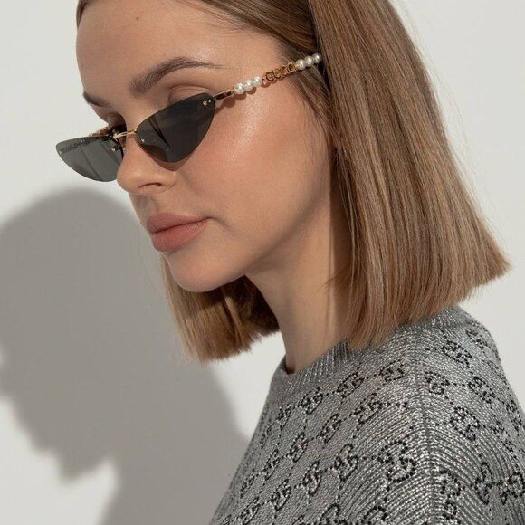 Gucci Gucci GG1920S 001 Sunglasses Shiny Gold with White Pearl Size ONE SIZE - 1 Thumbnail