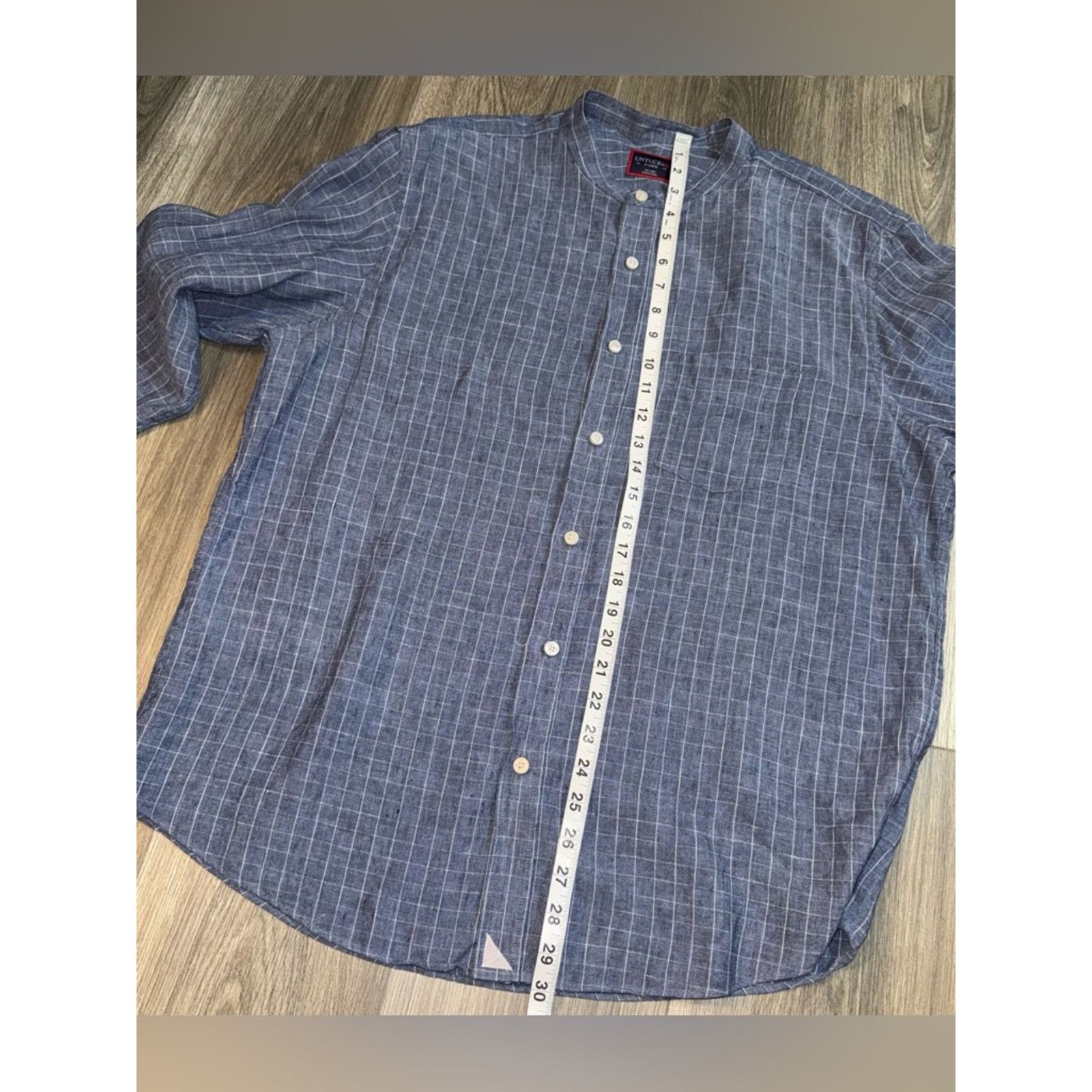 UNTUCKit UNTUCKit Linen Blue Windowpane Button Down Shirt Size XL Size US XL / EU 56 / 4 - 9 Thumbnail
