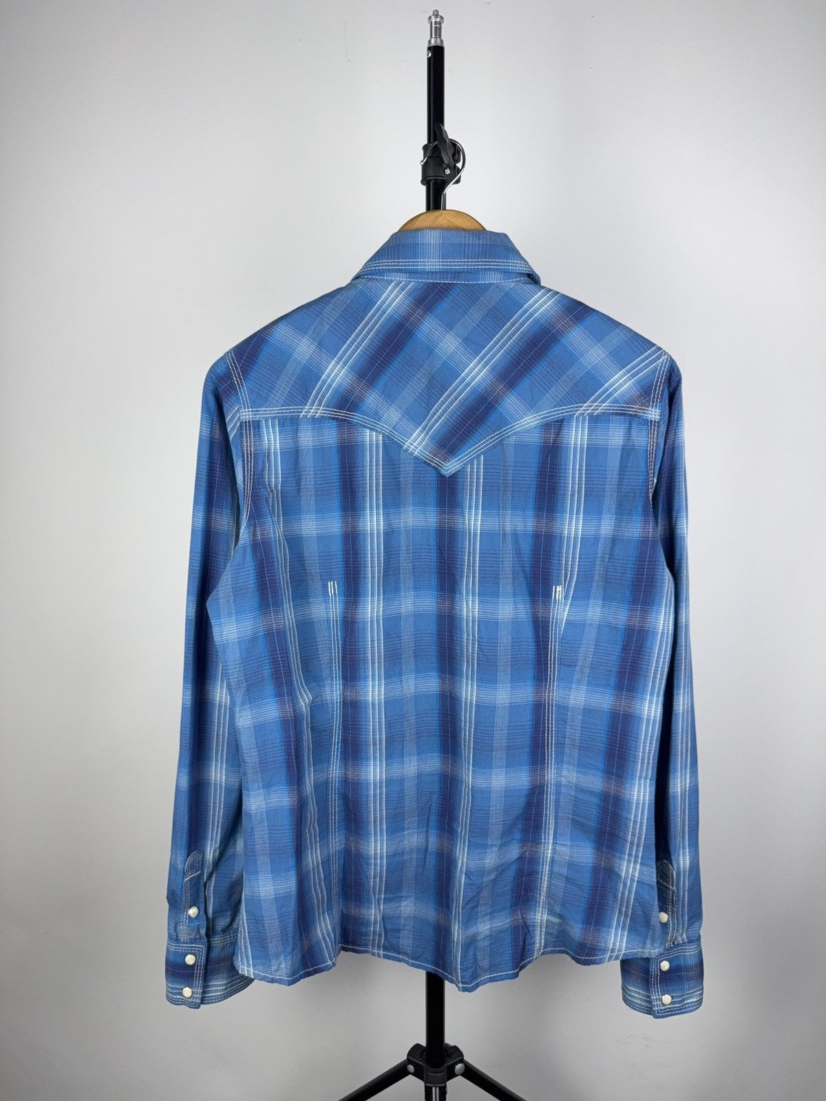 True Religion True Religion Blue Plaid Western Shirt Snap Button Size L / US 10 / IT 46 - 7 Thumbnail