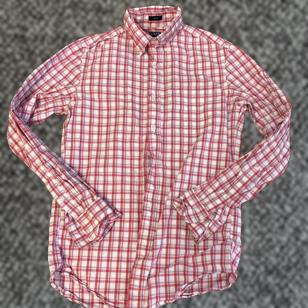 J.Crew J.CREW Shirt Mens XS Slim Red Plaid Button-Down Long Sleeve Size US XS / EU 42 / 0 - 1 Thumbnail