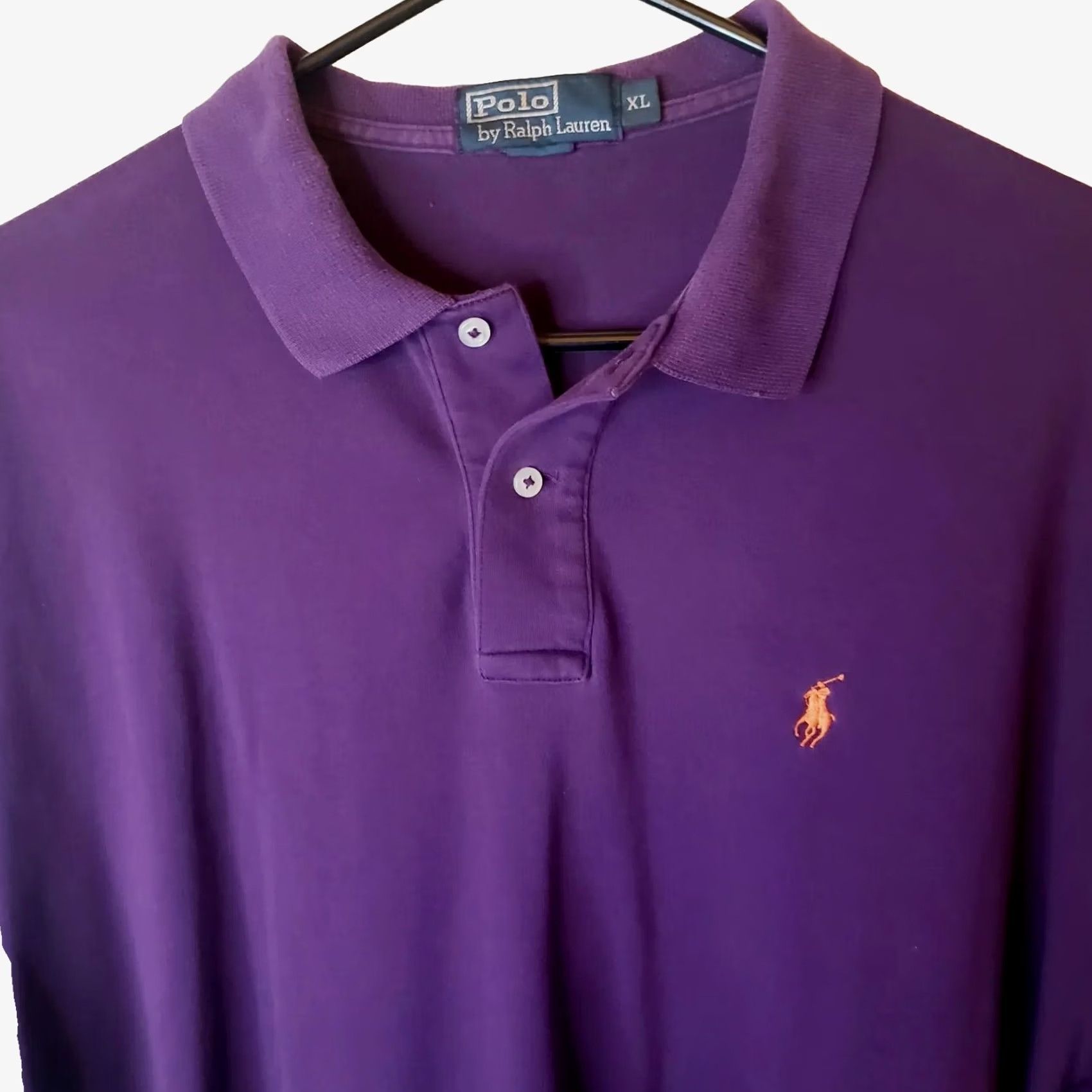 Polo Ralph Lauren Polo Ralph Lauren Polo Shirt Men XL Purple Orange Pony Clemson Tigers 2 Button Knit Crew Neck Short Sleeve Vintage? Size US XL / EU 56 / 4 - 3 Thumbnail