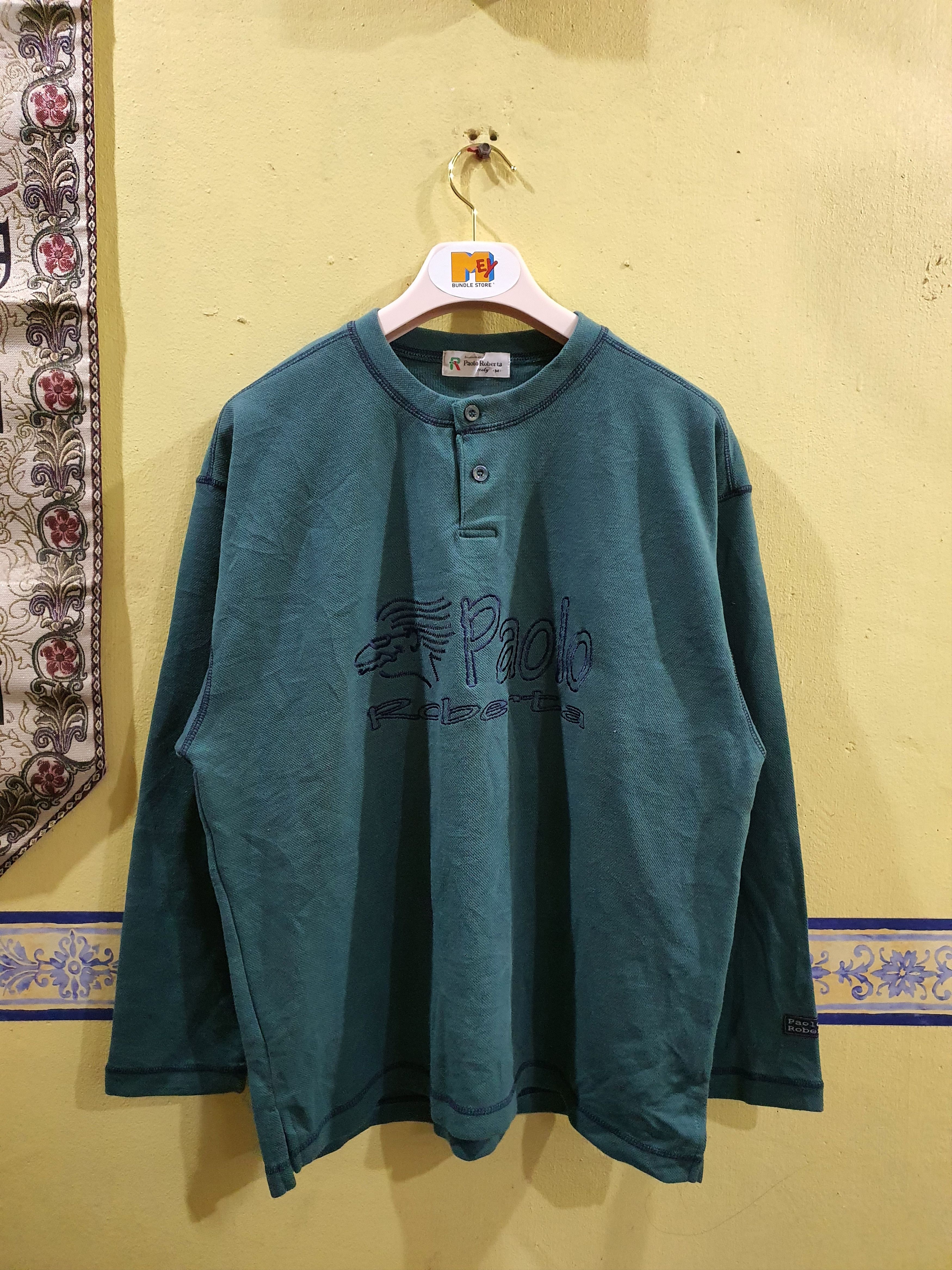 Roberto Cavalli Vtg henley shirt with an embroidered "Paolo Roberto" Size US M / EU 48-50 / 2 - 1 Thumbnail