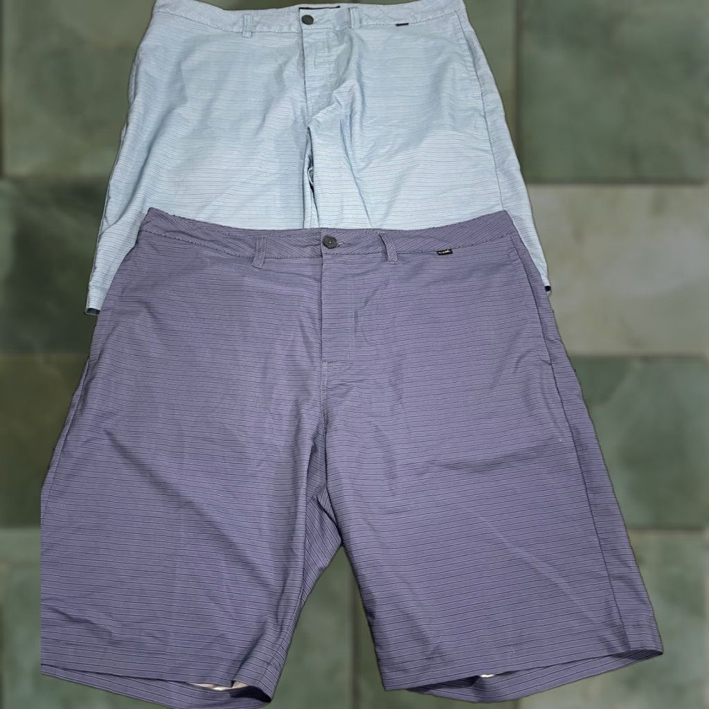 TravisMathew Travis Mathew Chino Shorts Men Blue 39 Waist Lightweight Casual Golf Regular Size 38 39in Pockets Striped Outdoor Mens Size US 39 - 1 Thumbnail