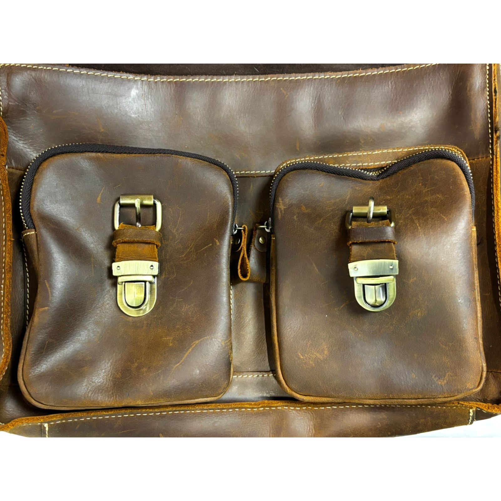 Vintage VINTAGE Unbranded Leather Messenger Bag Briefcase Men Adjustable Strap Brown Leather Messenger Bag Bags Men Brown Adjustable Strap GUC Size ONE SIZE - 3 Thumbnail