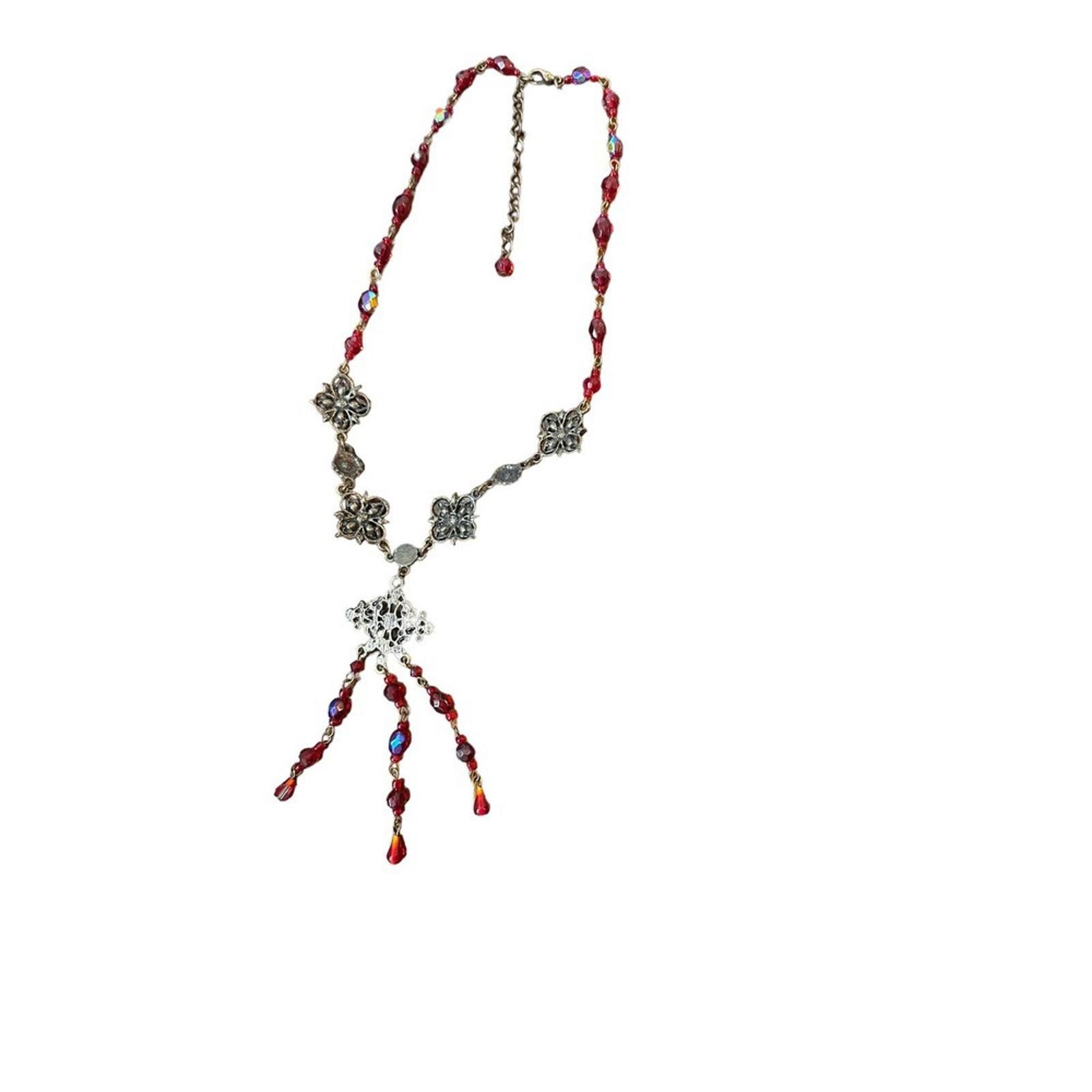Designer Stunning Vintage Red Crystal Necklace Size ONE SIZE - 2 Thumbnail