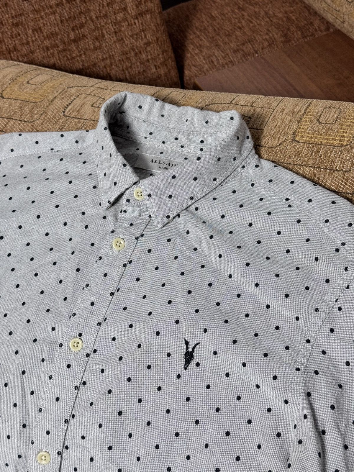 Allsaints ALL SAINTS Long Sleeve Fairfield Polka Dot Spotty Shirt Size US M / EU 48-50 / 2 - 3 Thumbnail