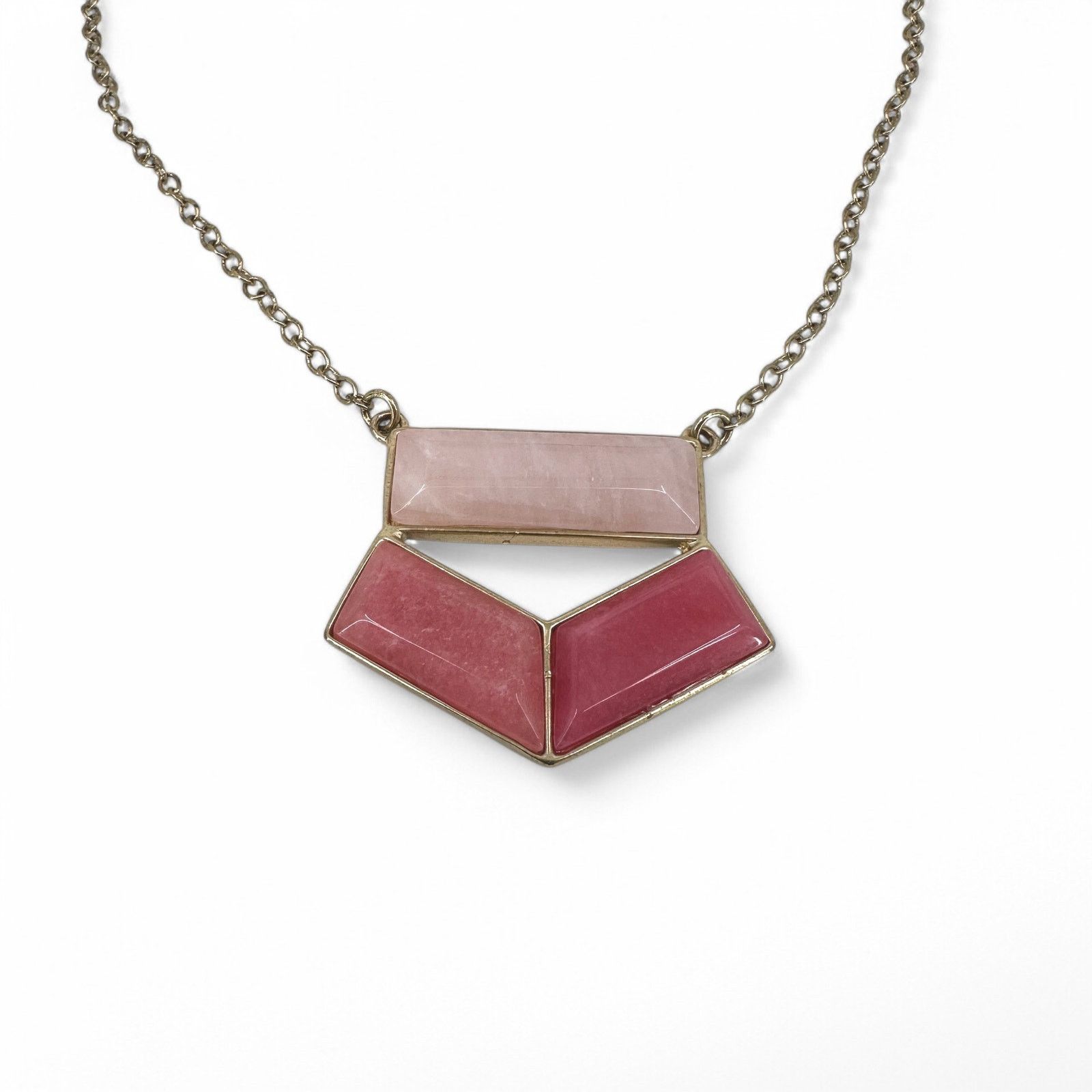 Loft LOFT Necklace Pink Geometric Pendant Color Block Ann Taylor Size ONE SIZE - 6 Thumbnail