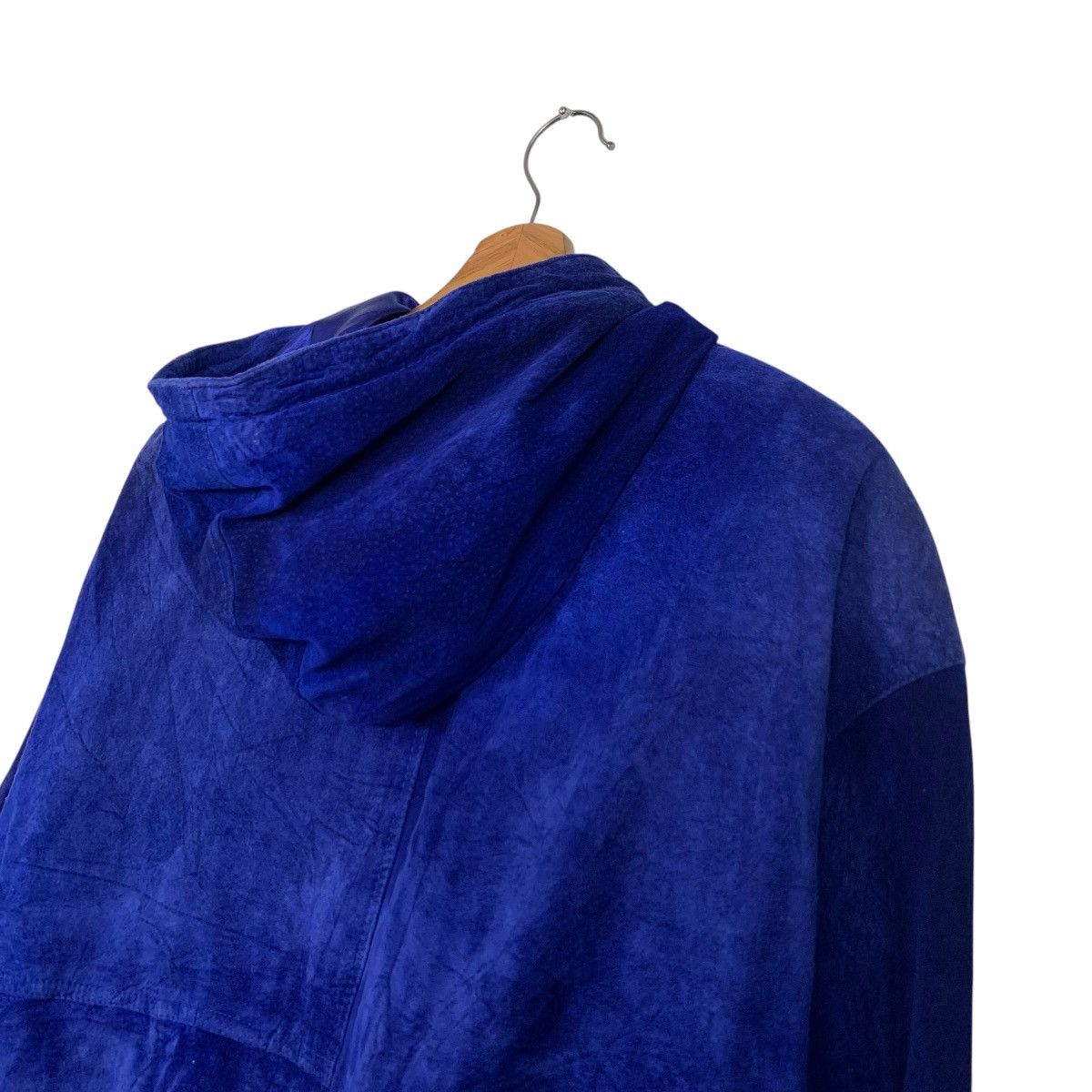 Japanese Brand TAMNERY WEST Hooded Blue Suede Leather Jacket #2437-C109 Size US L / EU 52-54 / 3 - 9 Thumbnail