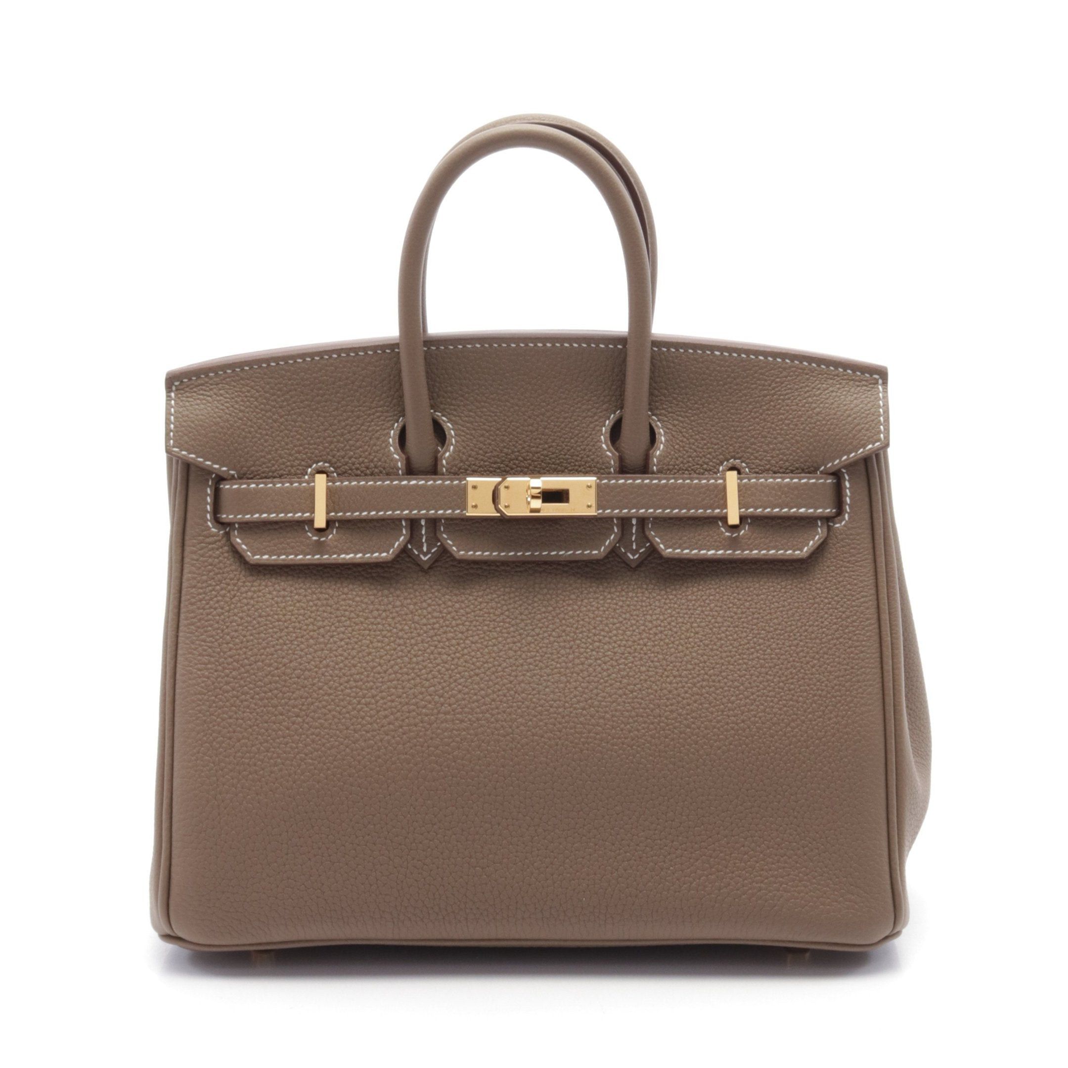 Hermes Hermes Birkin 25 Etoupe Handbag Togo Gray Brown Gold Hardware Double Engraved Size ONE SIZE - 1 Thumbnail
