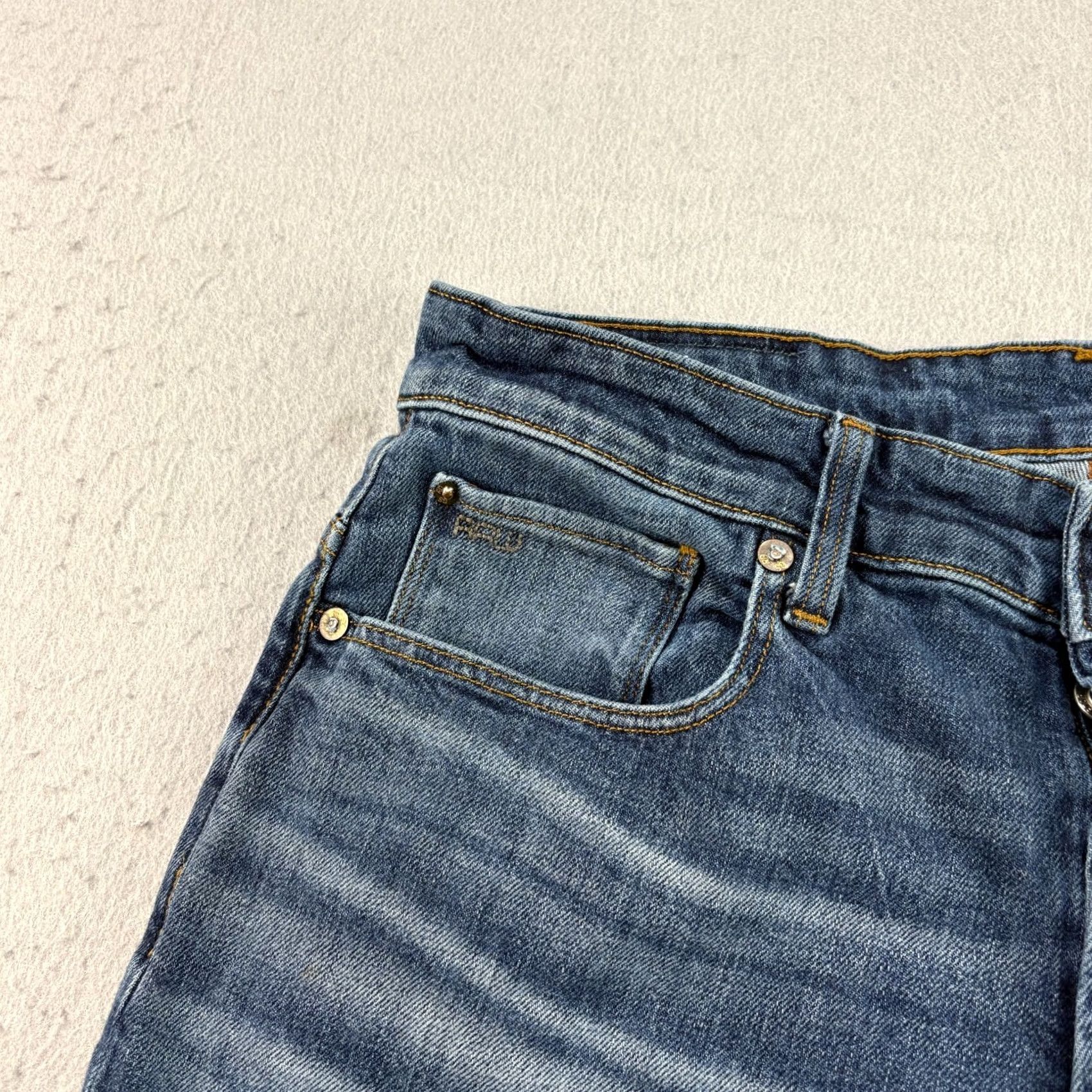G-Star G-Star Raw Jeans Mens 32x32 Blue 3301 Tapered Button Fly Denim Regular Inseam 31 in Stars Theme Men Size US 32 / EU 48 - 2 Thumbnail
