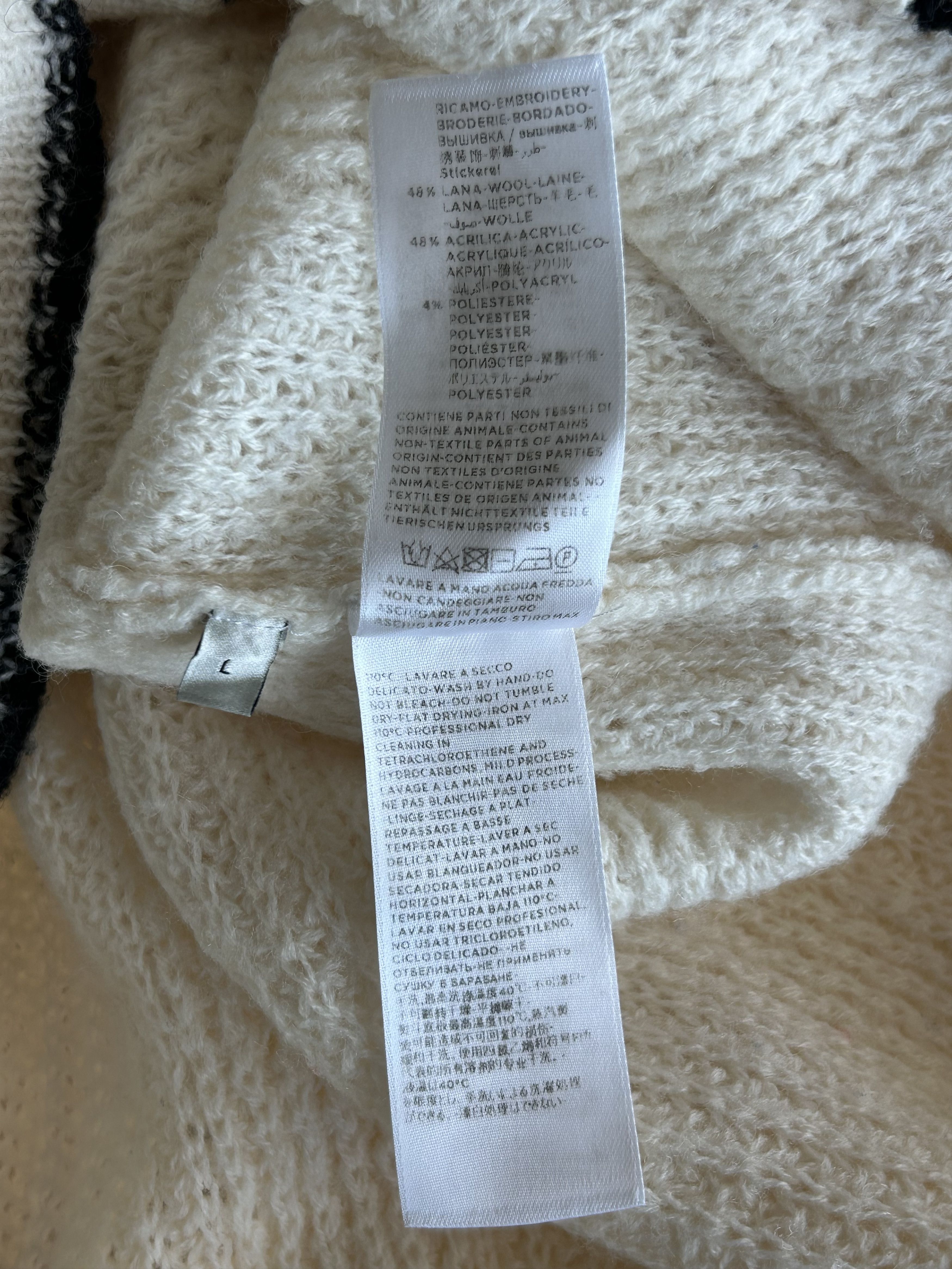 Balenciaga Gucci Cream & Black Elephant Logo Women's Knit Cardigan Size M / US 6-8 / IT 42-44 - 5 Thumbnail