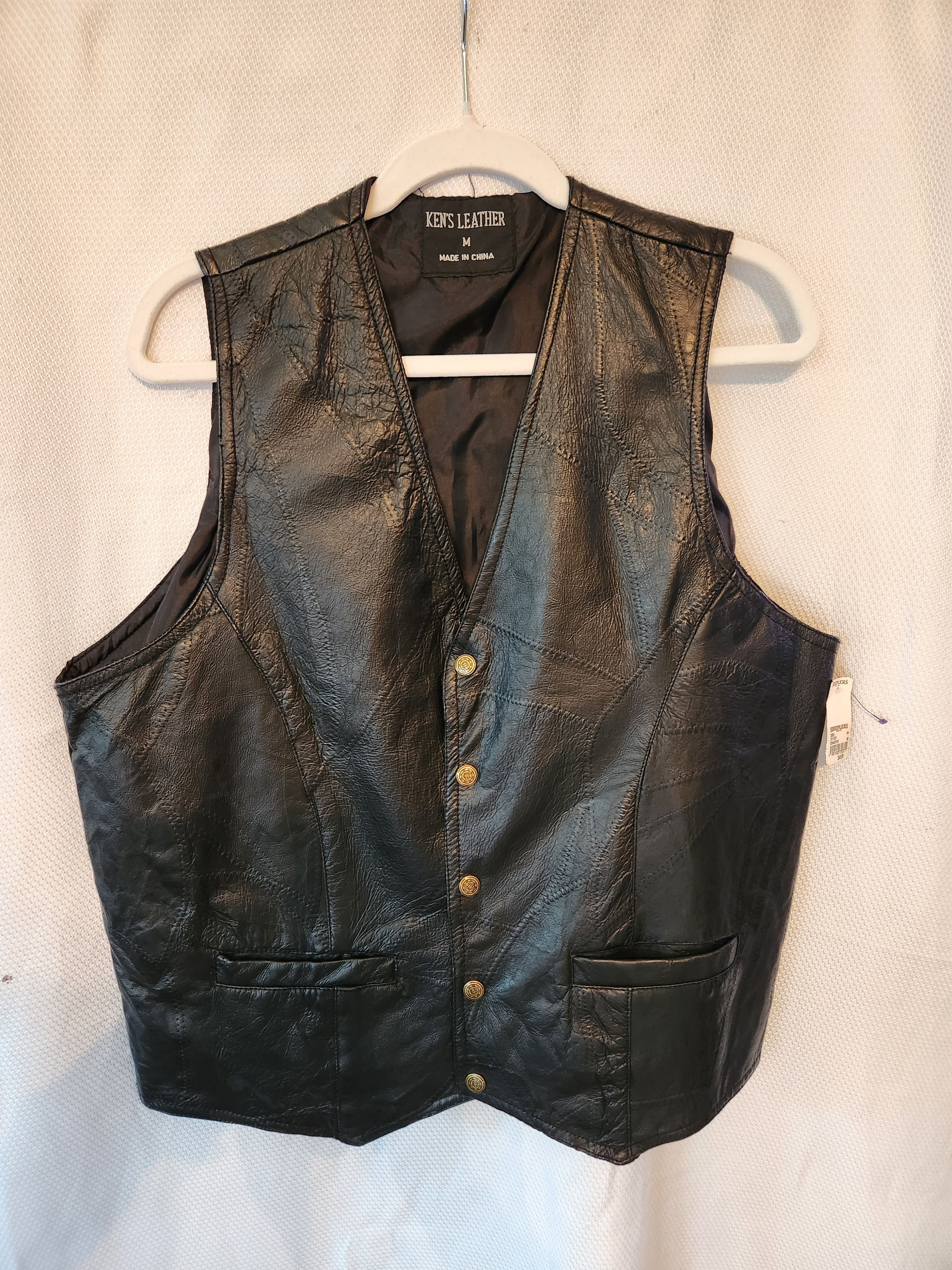 Other NWT Ken's Black Leather Patchwork Biker Vest Size US M / EU 48-50 / 2 - 1 Thumbnail