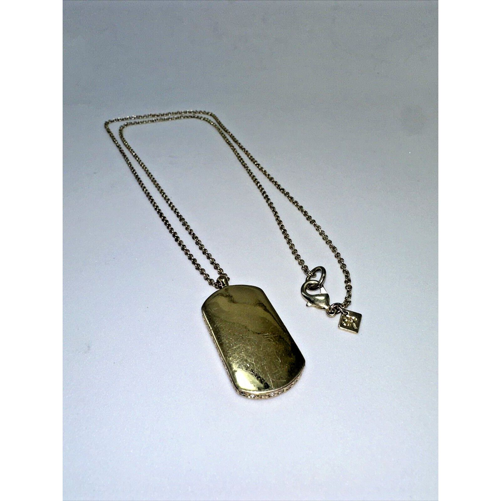 Banana Republic Banana Republic Marked Dog Tag I.D. Gold Rhinestone Necklace Size ONE SIZE - 2 Thumbnail