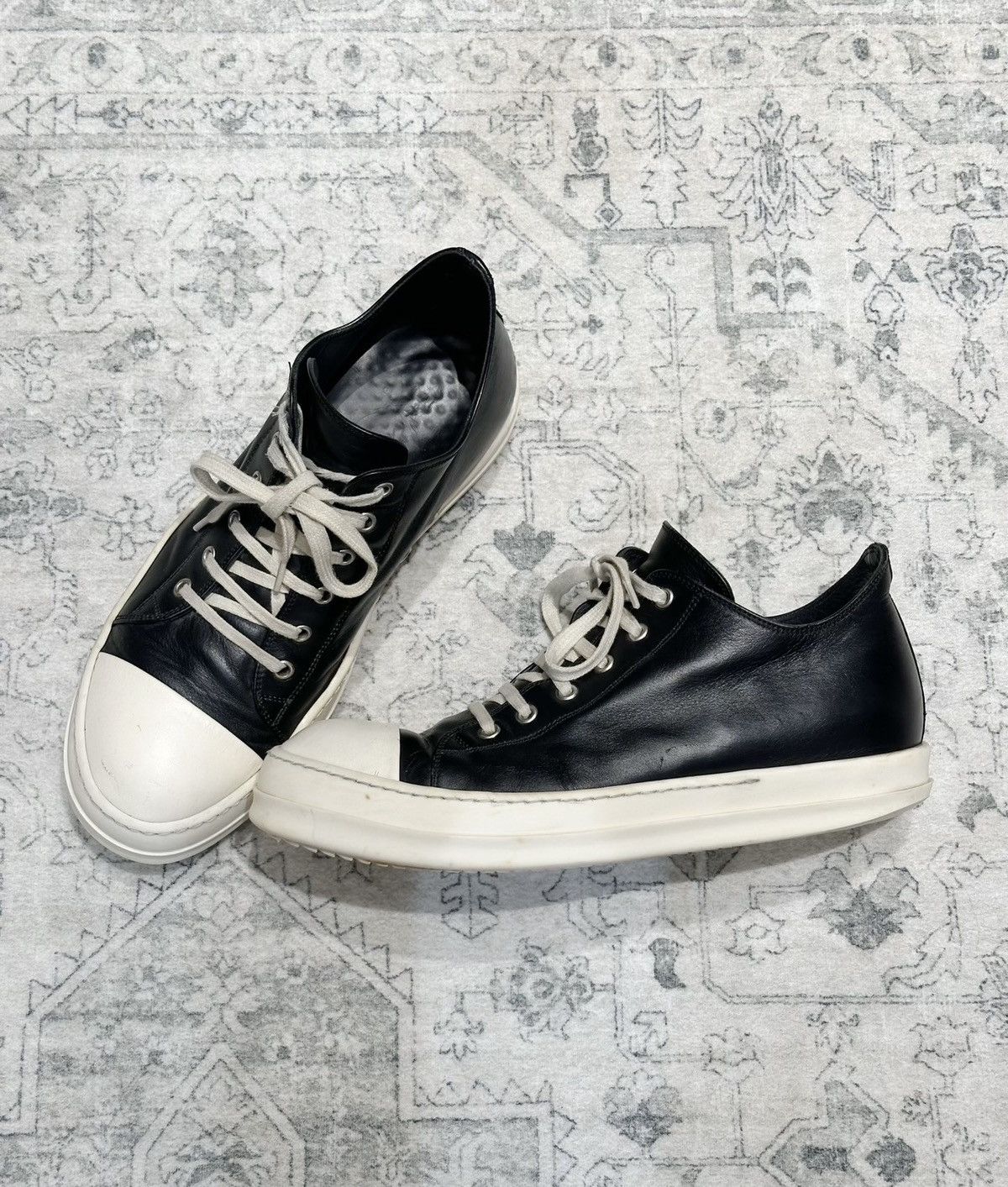 Rick Owens Rick Owens low-top classic black and white leather sneakers Size US 9.5 / EU 42-43 - 5 Thumbnail