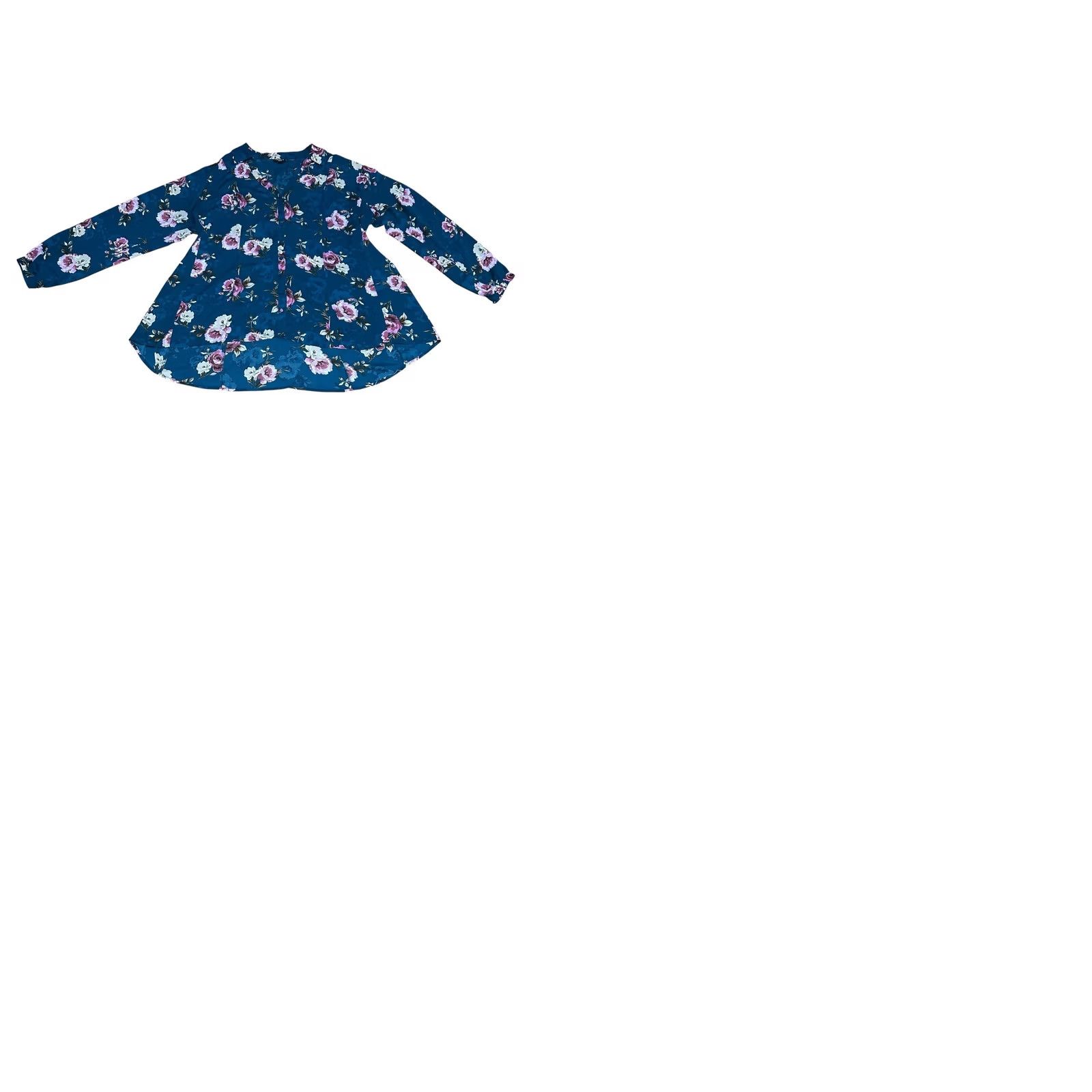 Torrid Torrid Blouse Long Sleeve Floral Fit and Flare Georgette Shirt Women's Sz 1 Blue Pattern Silk-like Polyester Sighted Vintage No Size XS / US 0-2 / IT 36-38 - 10 Thumbnail