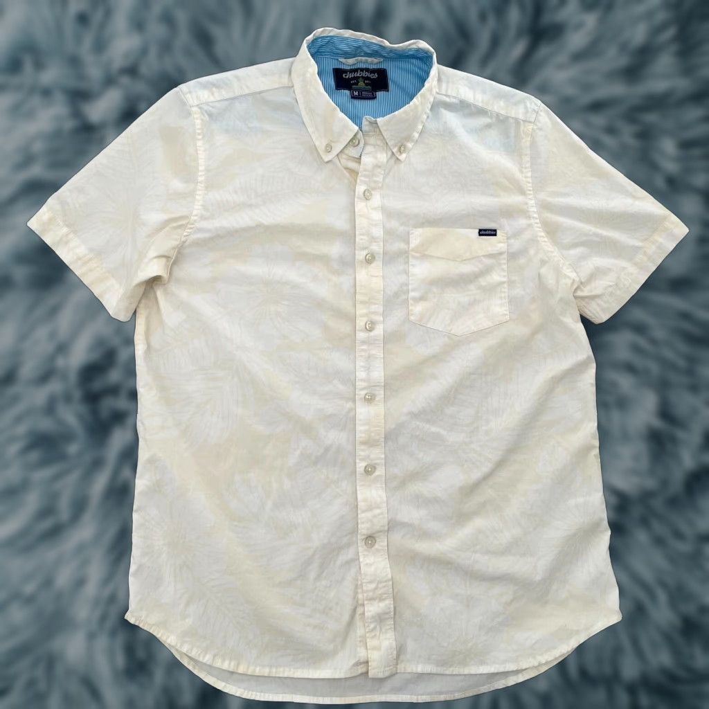 Chubbies VINTAGE Chubbies Shirt Men Adult Medium Short Sleeve Button Up Floral Cotton Blend Tan White Summer Casual Size US M / EU 48-50 / 2 - 1 Thumbnail