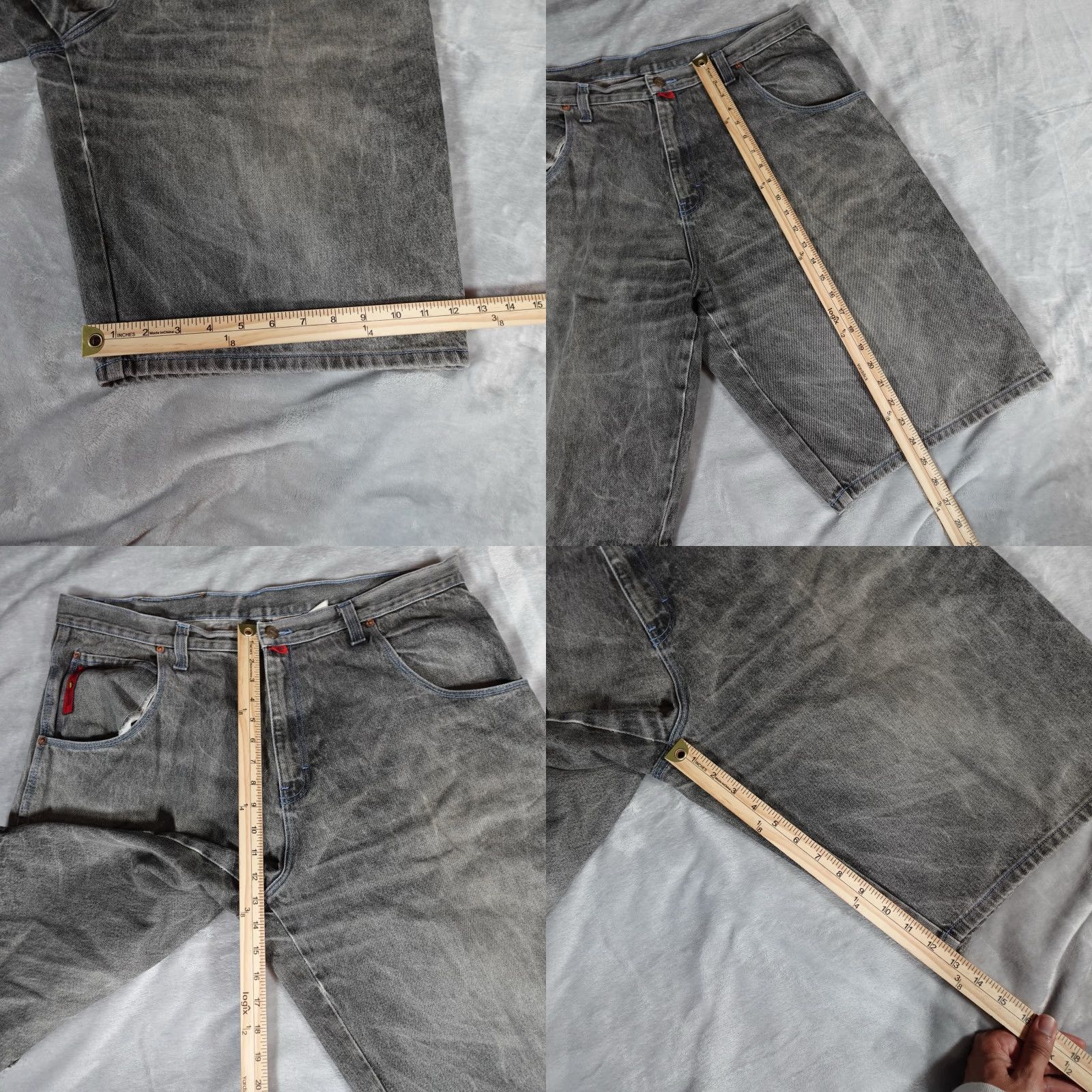 Express VINTAGE Brooklyn Xpress Denim Shorts Mens 40 Blue Faded Wash Bermuda Y2K Grunge Size US 40 / EU 56 - 8 Thumbnail