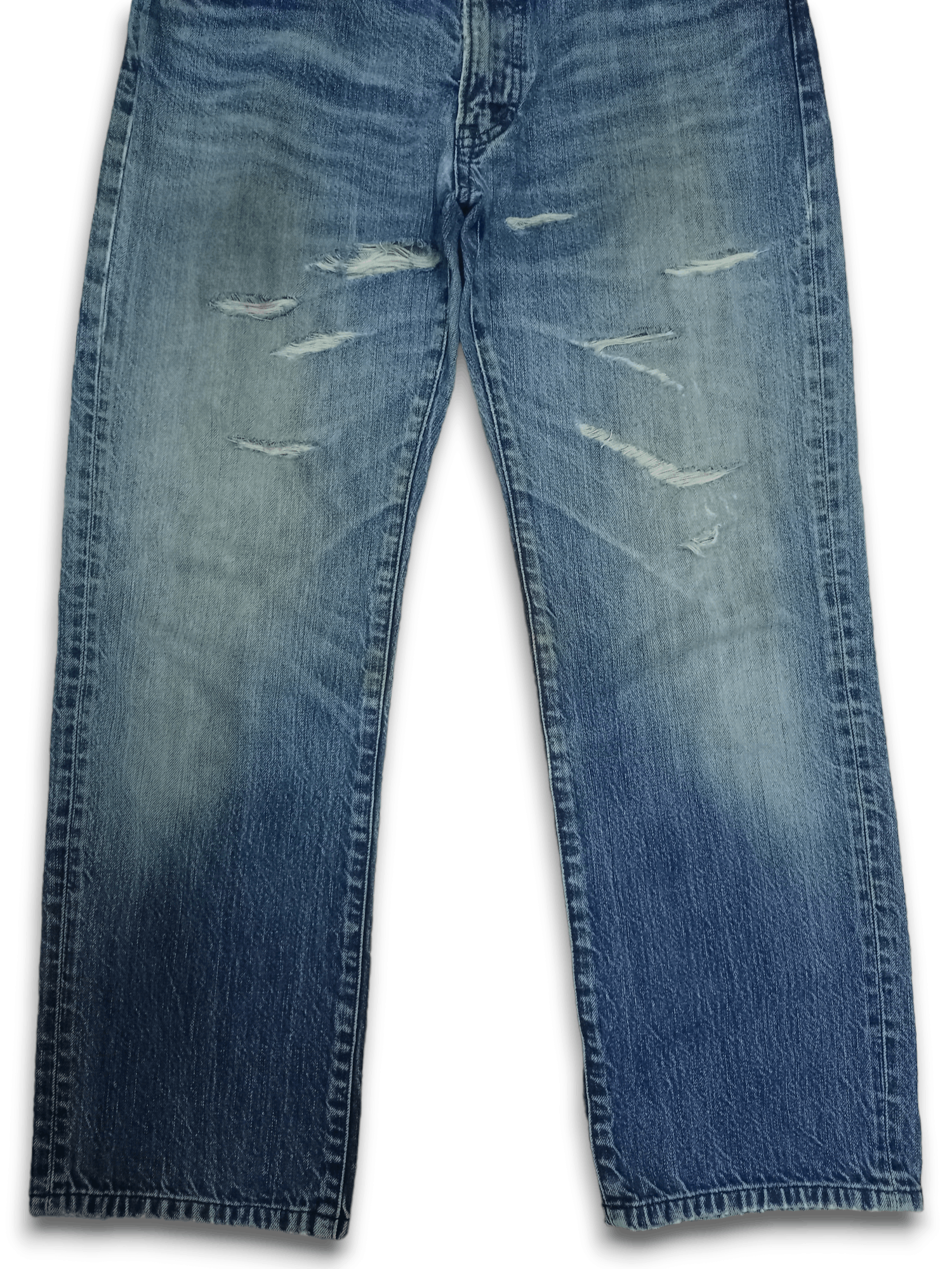Japanese Brand × Uniqlo S002 Vintage Uniqlo UJ Washed Blue Distressed Baggy Jeans Size US 34 / EU 50 - 8 Thumbnail