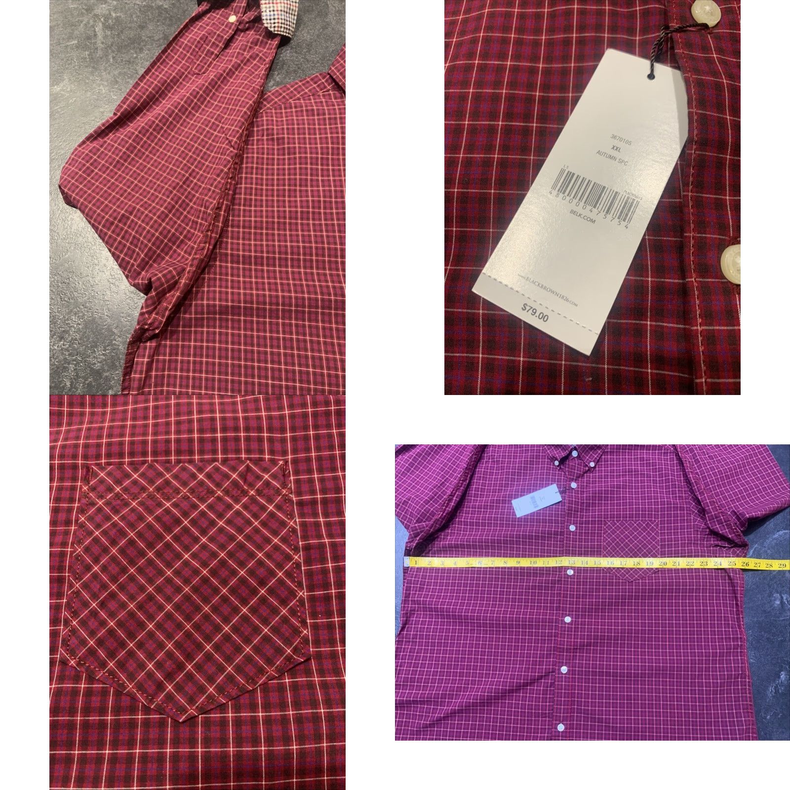 Vintage VINTAGE Black Brown 1826 Men's Shirt 2XL Long Sleeve Dark Red Plaid Cotton Button-Up Size US XXL / EU 58 / 5 - 8 Thumbnail