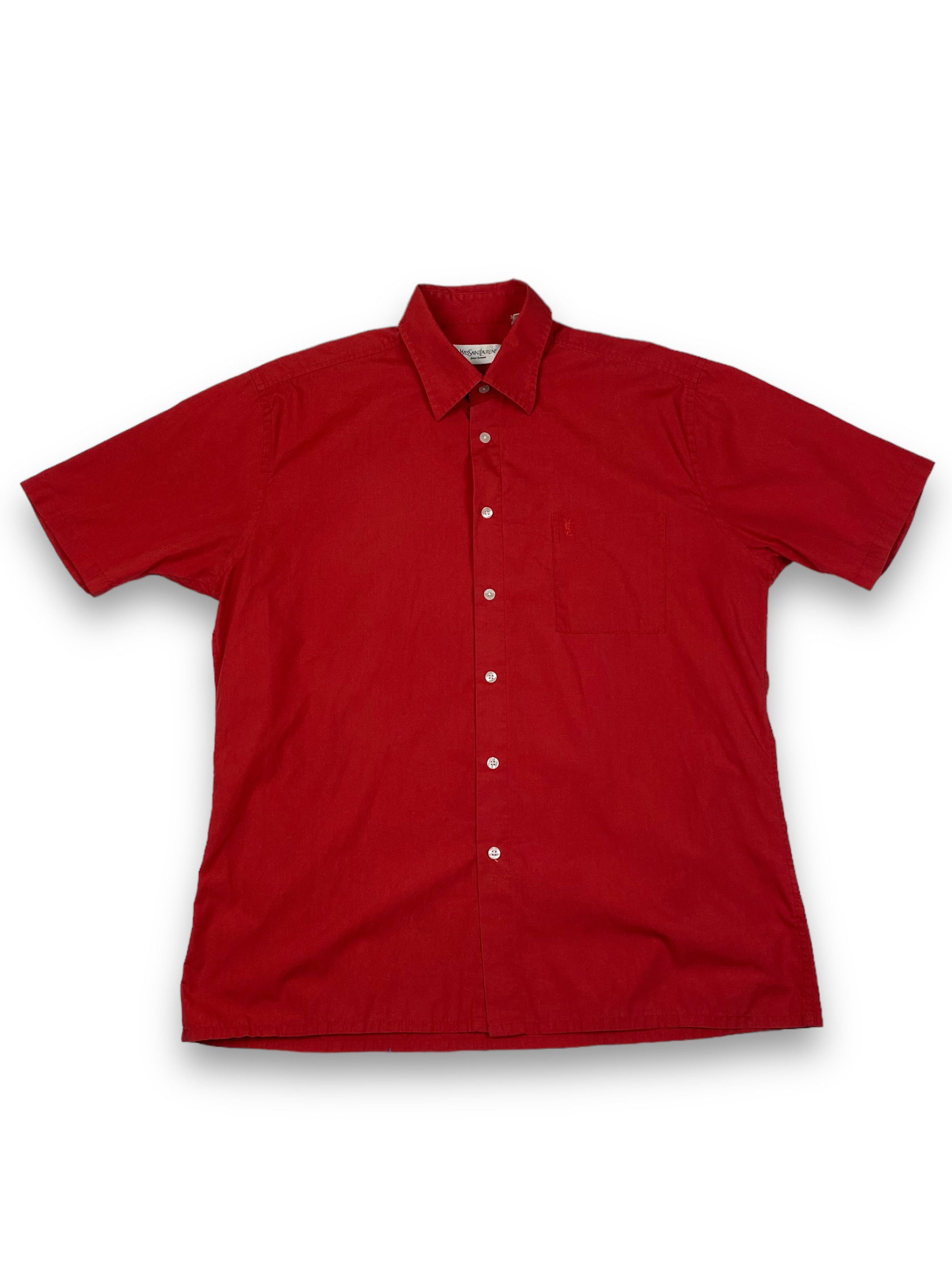 Pre-owned Vintage X Yves Saint Laurent Vintage Yves Saint Laurent Red Button Up Shirt M788