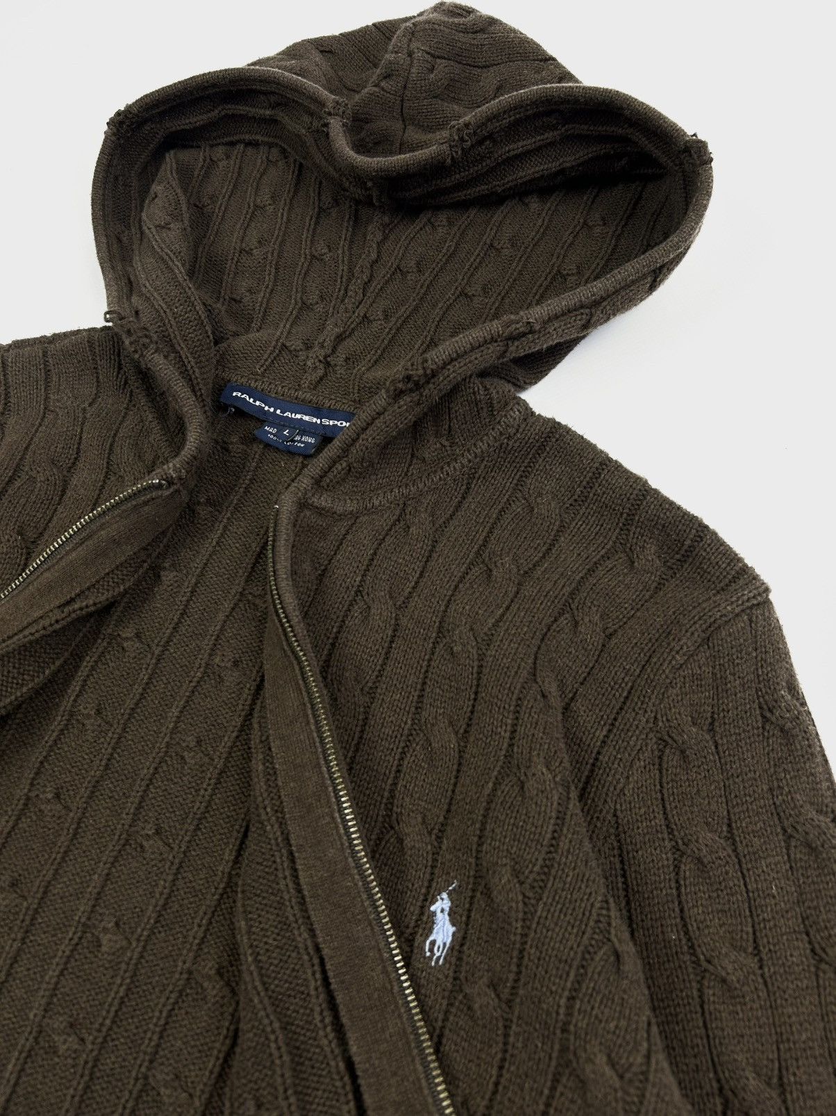 Ralph Lauren Sport Vintage Ralph Lauren Knitted Zip Hoodie Sweater Rare Bronw Size L / US 10 / IT 46 - 5 Thumbnail