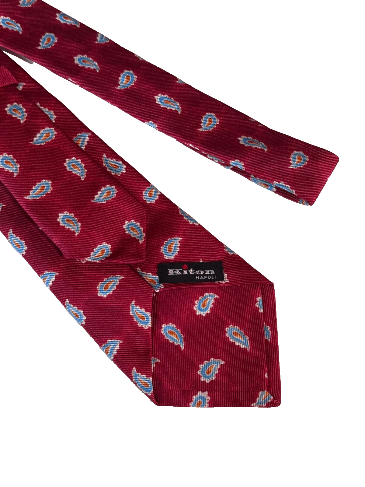 Kiton Kiton 7 Fold Neck Tie Red Blue Paisley Abstract Silk 3.5x59" Size ONE SIZE - 2 Thumbnail