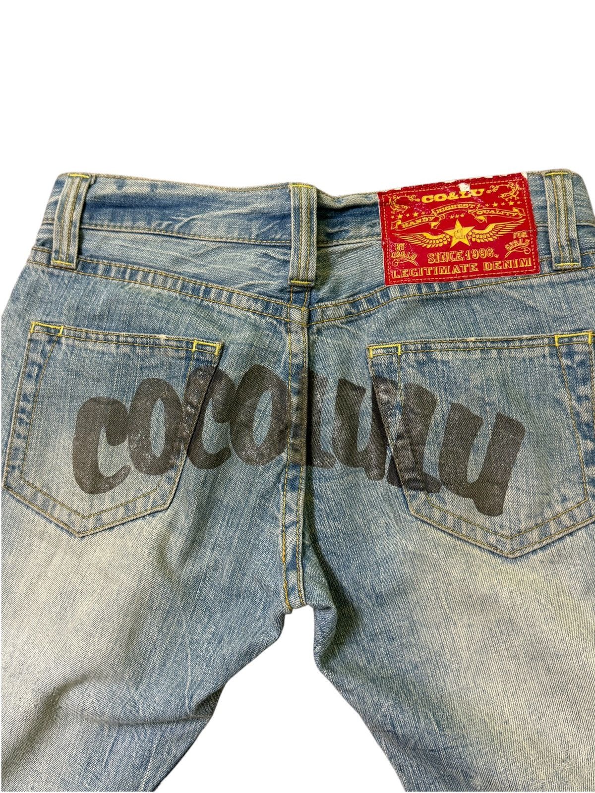 Japanese Brand Vintage COCOLULU Printed logo Distressed Acid Wash Denim Size US 31 - 17 Thumbnail