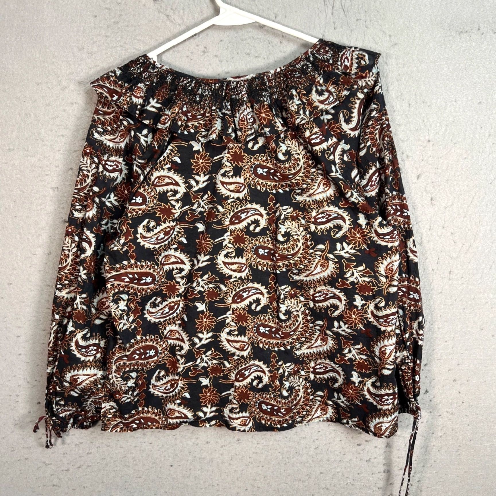 Cleobella Cleobella Top XS Black Boho Paisley Print Organic Cotton Long Sleeve Womens Size XS / US 0-2 / IT 36-38 - 2 Thumbnail