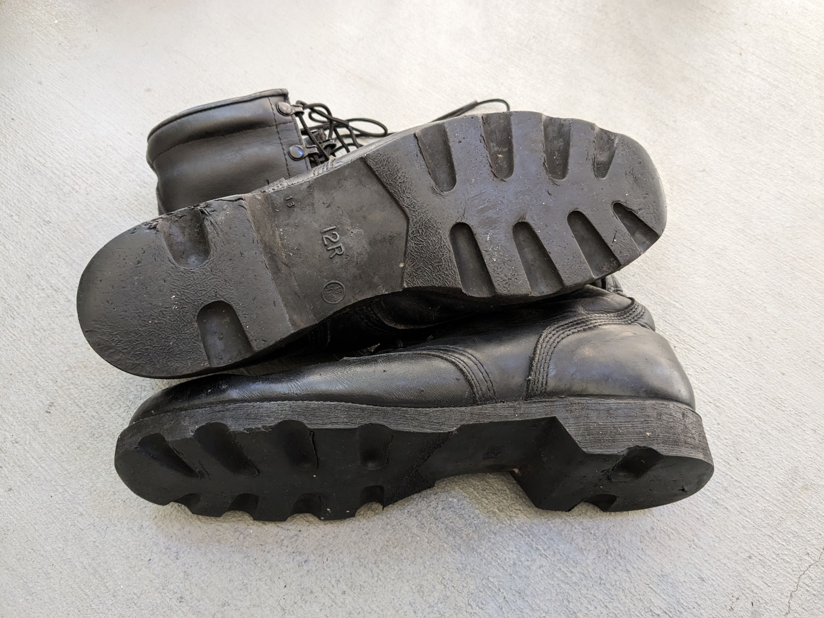 Vintage Vintage Combat Boots Black 12 Leather Biker Chunky Rubber Size US 12 / EU 45 - 11 Thumbnail