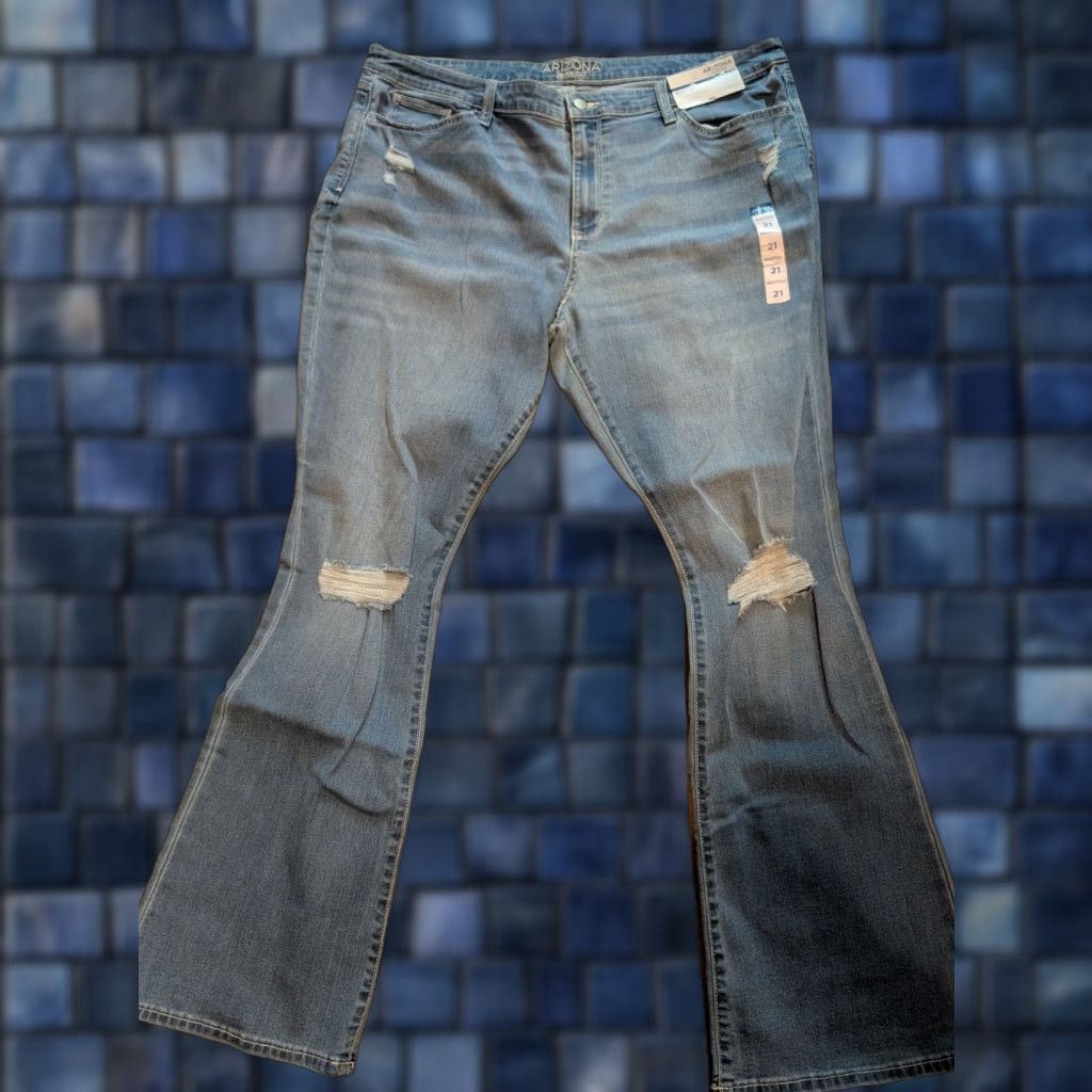 Vintage Arizona Light Wash Jeans Bootcut Mid Rise Size 21 Juniors Women NWT Denim Cotton Blend Stretch 31 In Inseam Size 42" / US 20 - 1 Thumbnail