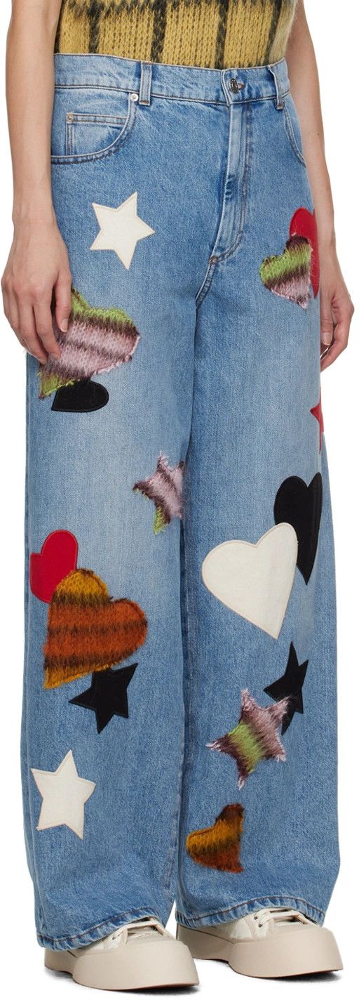 Marni o1w1db10824 Patch Jeans in Blue Size 27" / US 4 / IT 40 - 2 Thumbnail