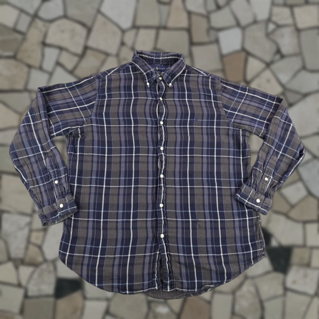 Ralph Lauren VINTAGE Ralph Lauren Shirt Mens XL Casual Long Sleeve Flannel Plaid Cotton Blue 90s Preppy Size US XL / EU 56 / 4 - 1 Thumbnail