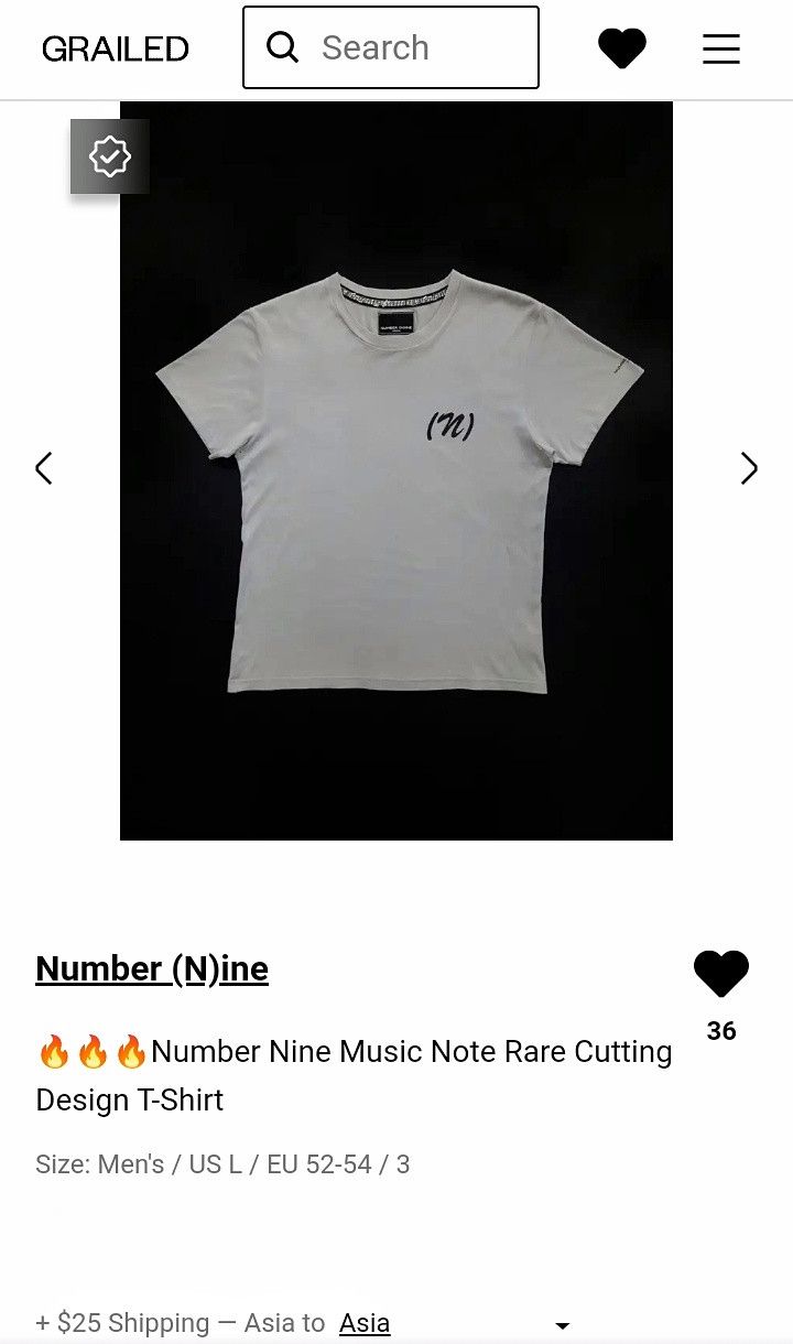 Number (N)ine 🔥🔥🔥Number Nine Music Note Rare Cutting Design T-Shirt Size US L / EU 52-54 / 3 - 12 Thumbnail
