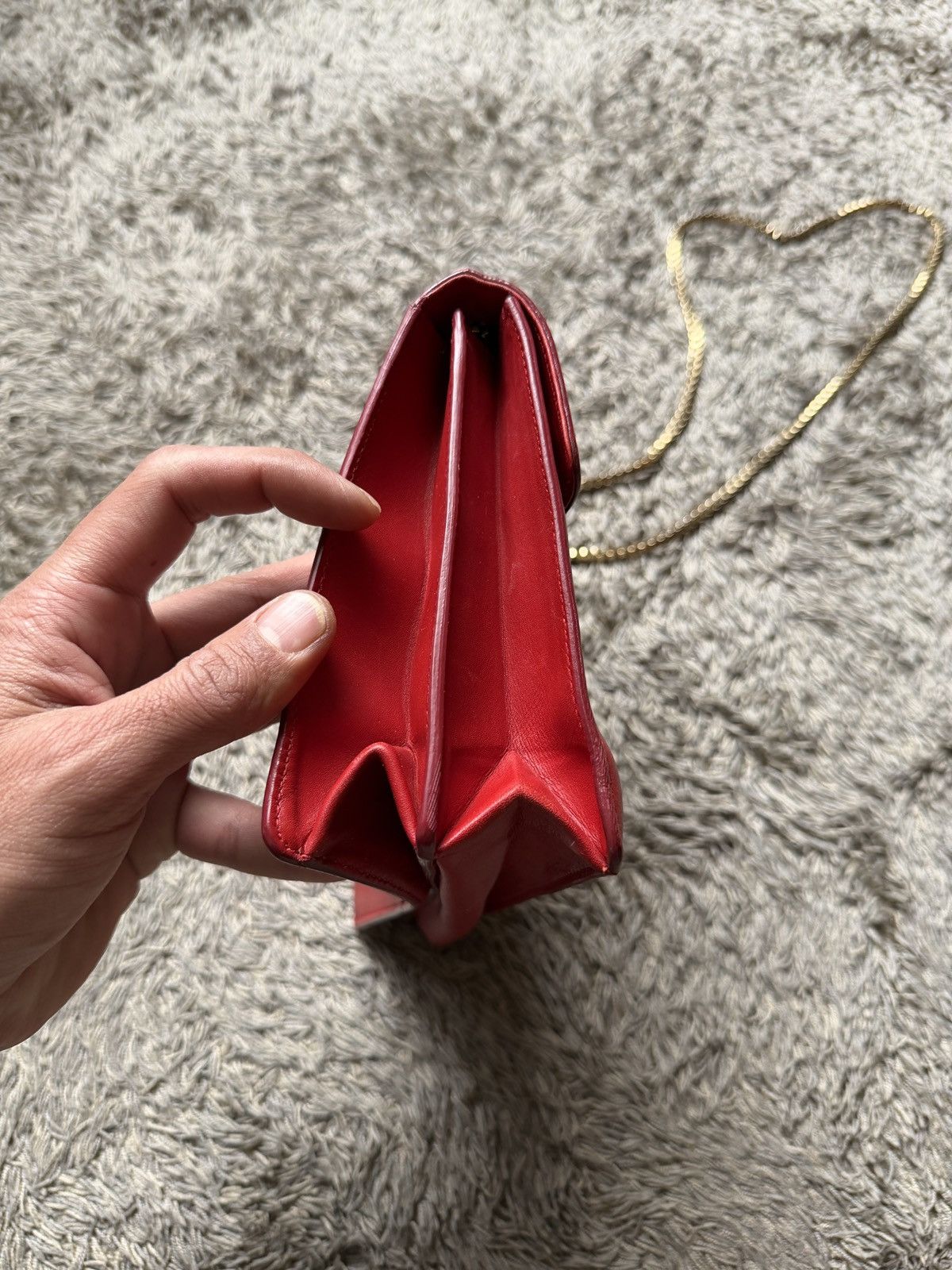 Salvatore Ferragamo Salvatore Ferragamo Red Lipstick Leather Thalia Shoulder Bag Size ONE SIZE - 10 Thumbnail