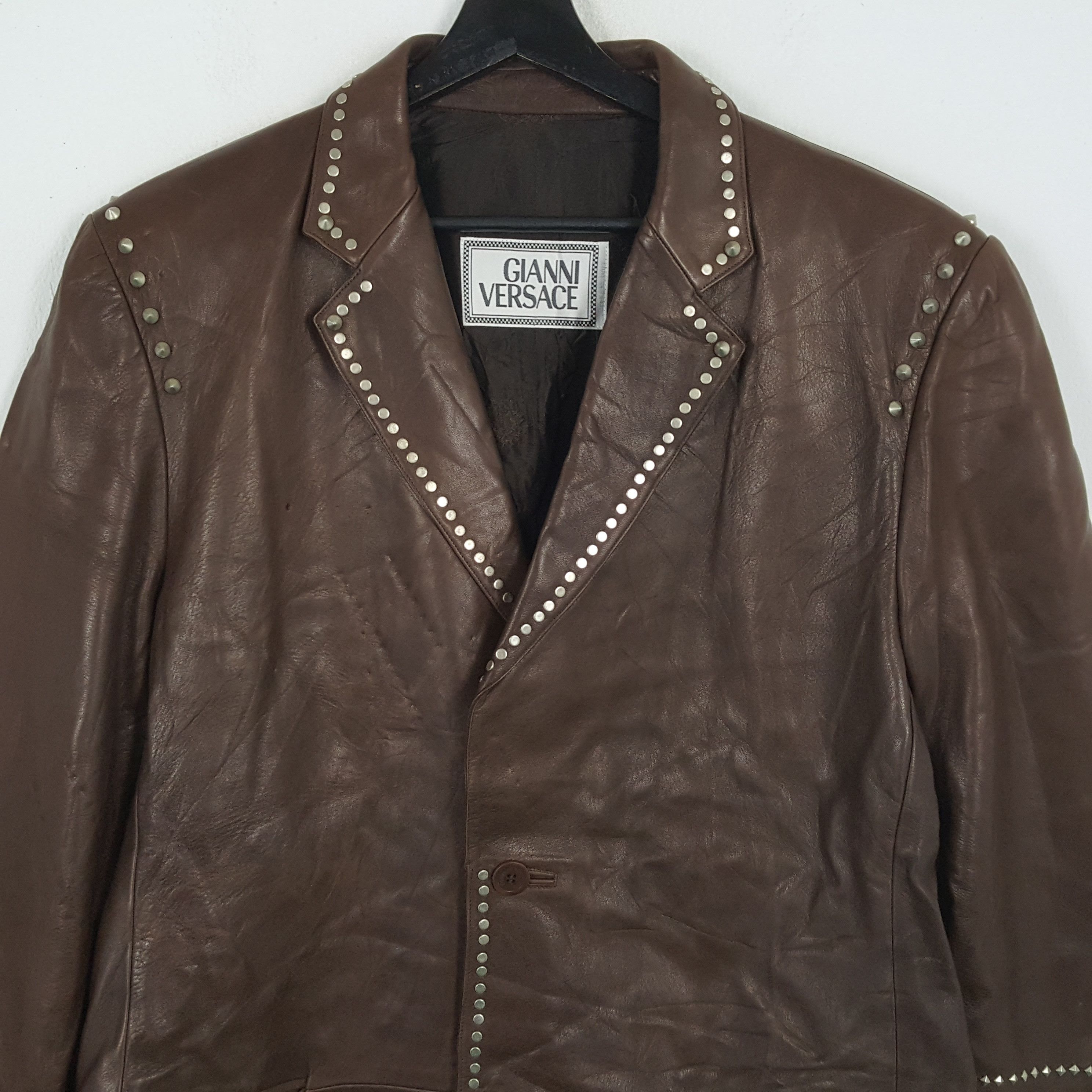 Versace × Vintage GIANNI VERSACE Fashion Style Leather Blazer Size 38R - 2 Thumbnail