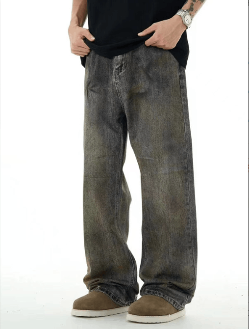 Japanese Brand × Jean Washed grey basic versatile straight loose distressed jeans Size US 32 / EU 48 - 1 Thumbnail