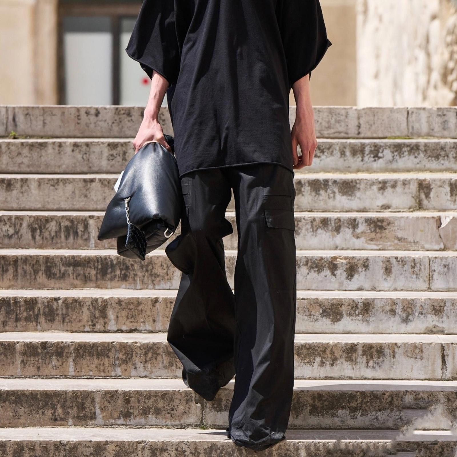 Japanese Brand Black Wide Leg Cargo Pants, Baggy Utility Trousers Size US 32 / EU 48 - 4 Thumbnail