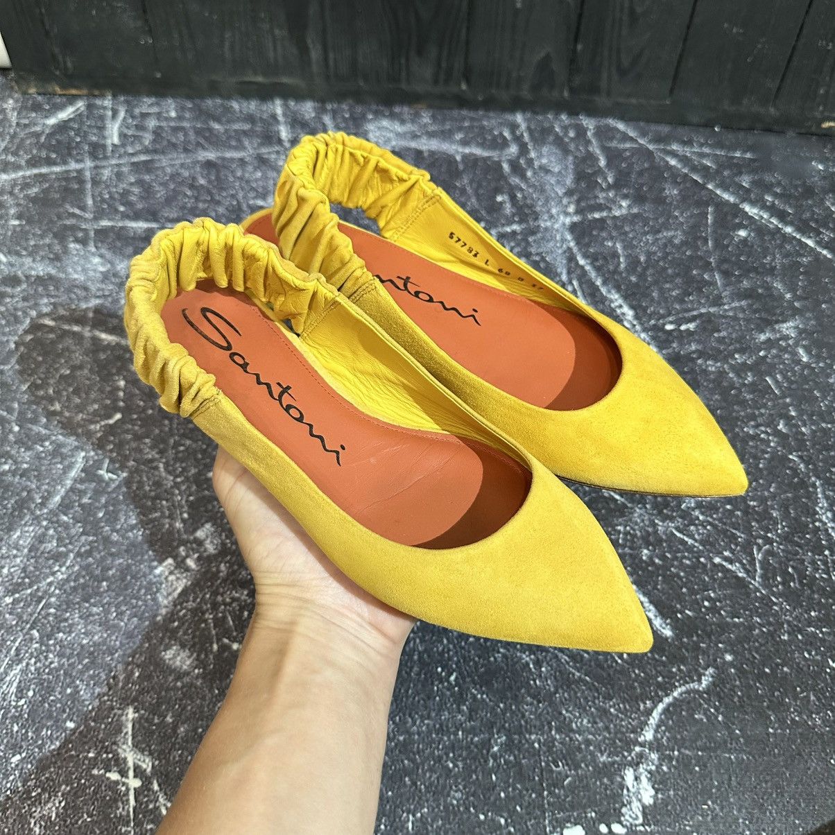 Santoni SANTONI - Women’s Yellow Ballet Suede Flats Size 37 Size US 7 / IT 37 - 1 Thumbnail