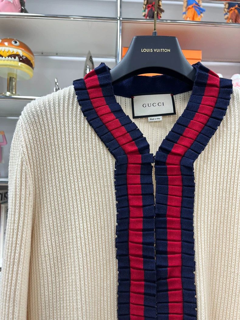 Gucci Gucci Baby's same red and blue striped lace beige wool knit Size US S / EU 44-46 / 1 - 2 Thumbnail