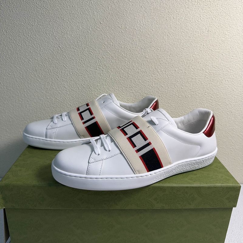 Gucci Gucci Ace Leather Stripe Low-Top Sneakers - Size US 8.5 / EU 41-42 - 1 Thumbnail