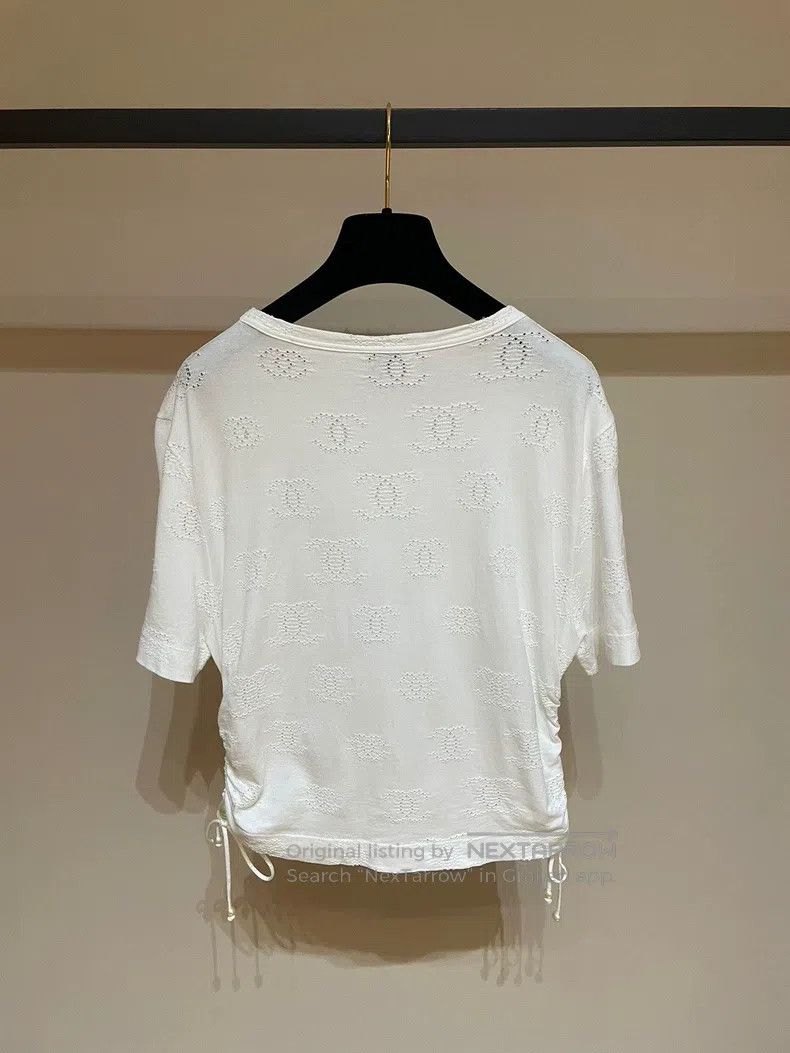 Chanel Chanel Letter logo dark pattern drawstring pearl T-shirt Size S / US 4 / IT 40 - 4 Thumbnail