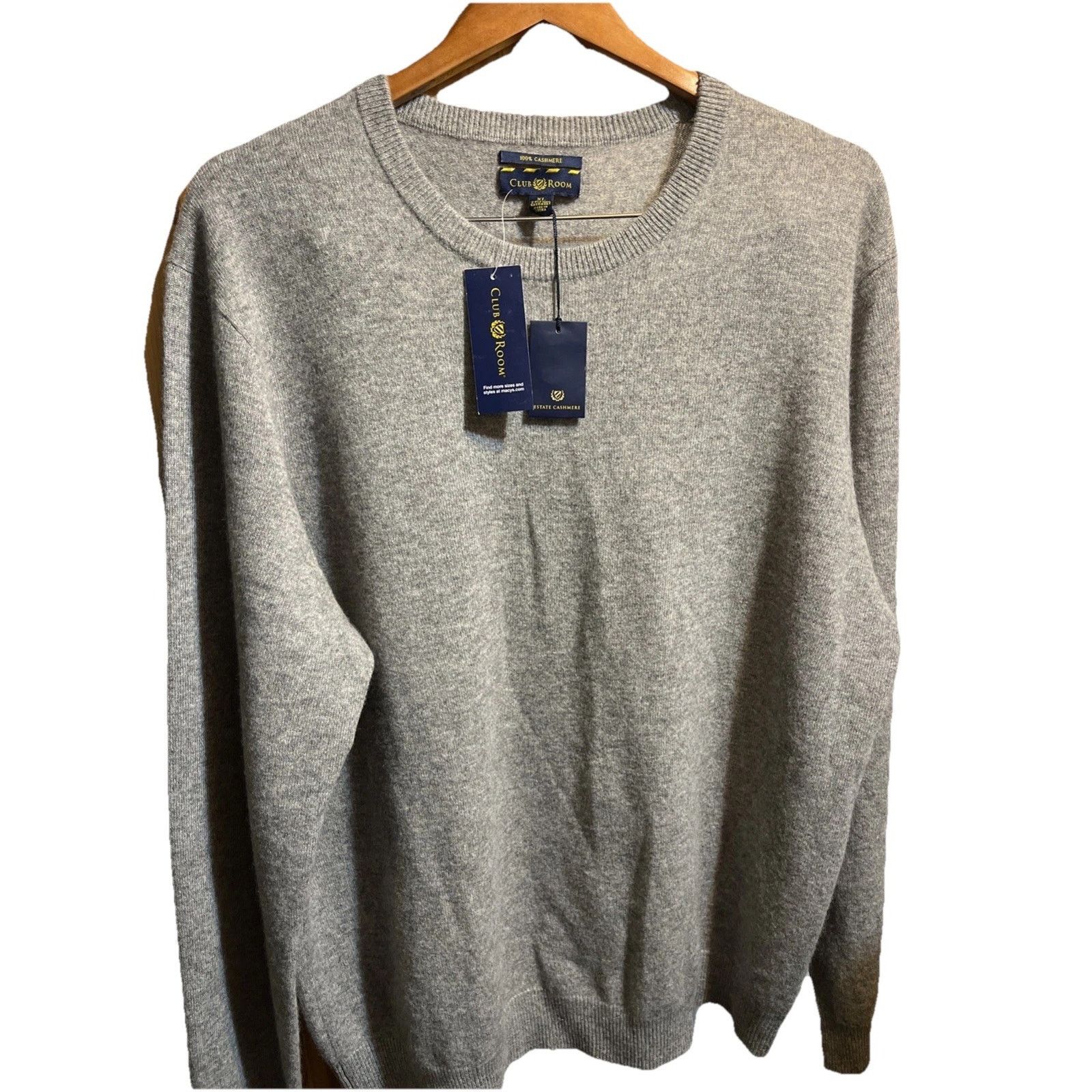Club Room Club Room Men Cashmere Sweater XL Gray LS 2 Ply Pullover NWT Size US XL / EU 56 / 4 - 1 Thumbnail