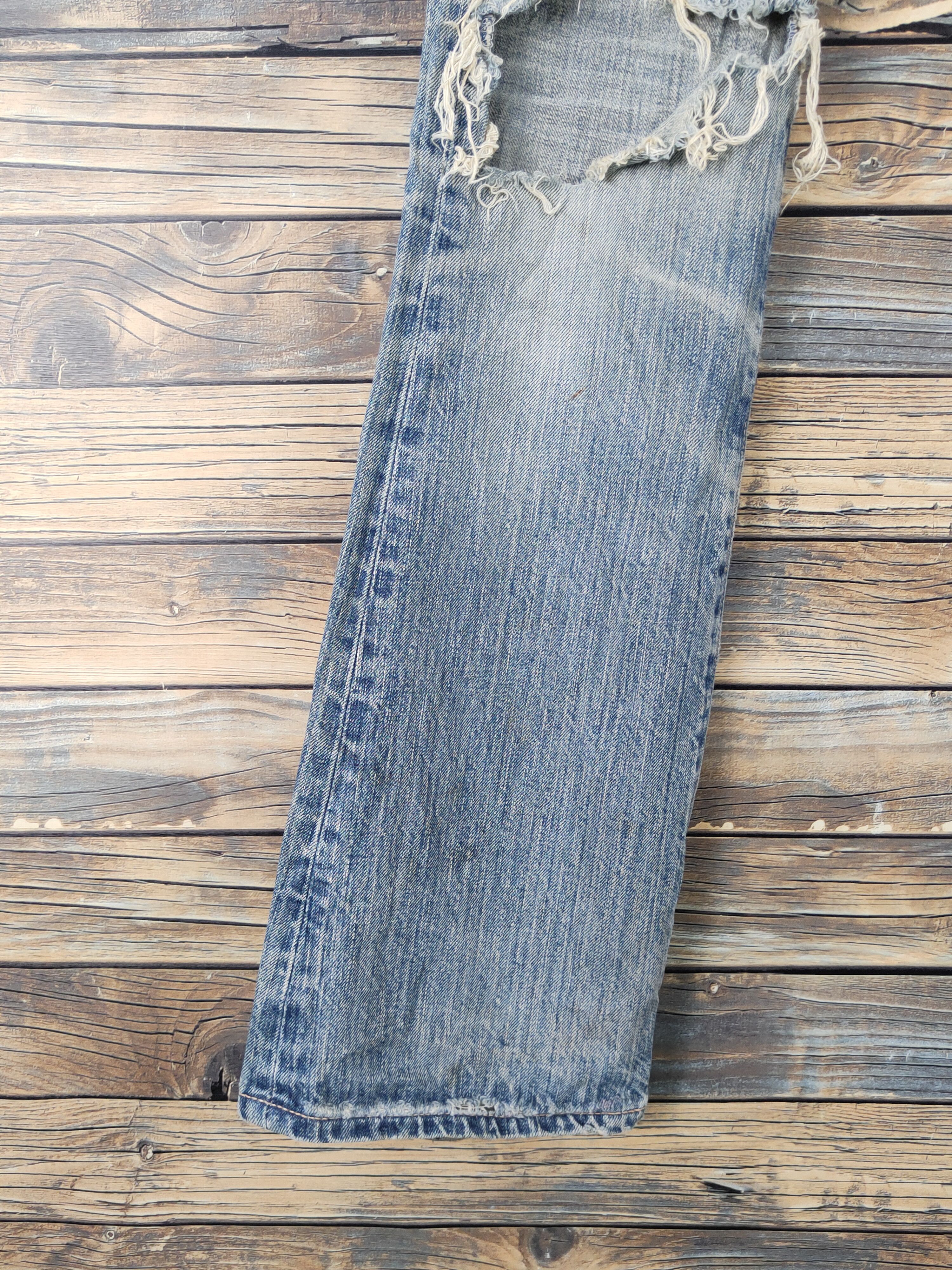Edwin Edwin 503 Blue Distressed Ripped denim Jeans #W1969 Size 29" - 4 Thumbnail