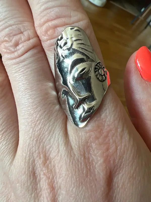Handmade Abstract Face Ring Silver Modern Human Art Tribal Punk y2k Size ONE SIZE - 4 Thumbnail