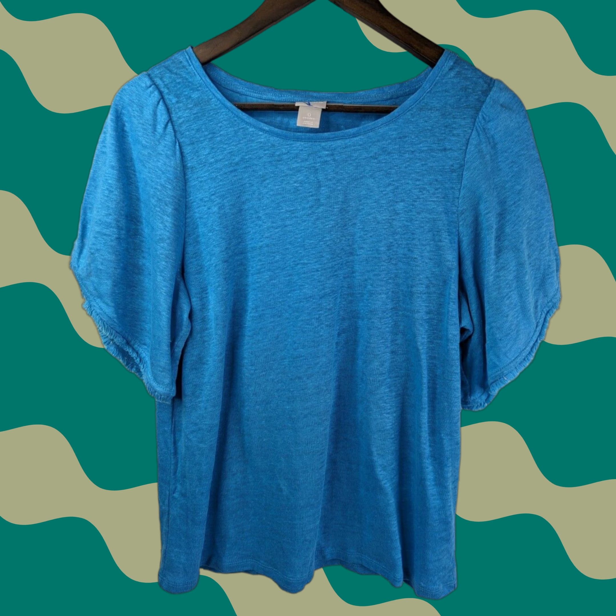 Vintage Chico's Women’s Blue Knit Linen Short Flutter Sleeve Top Sz 0 Small S Knit Linen Flutter Sleeve Shirt Womens Blue 570326950 Size S / US 4 / IT 40 - 1 Thumbnail