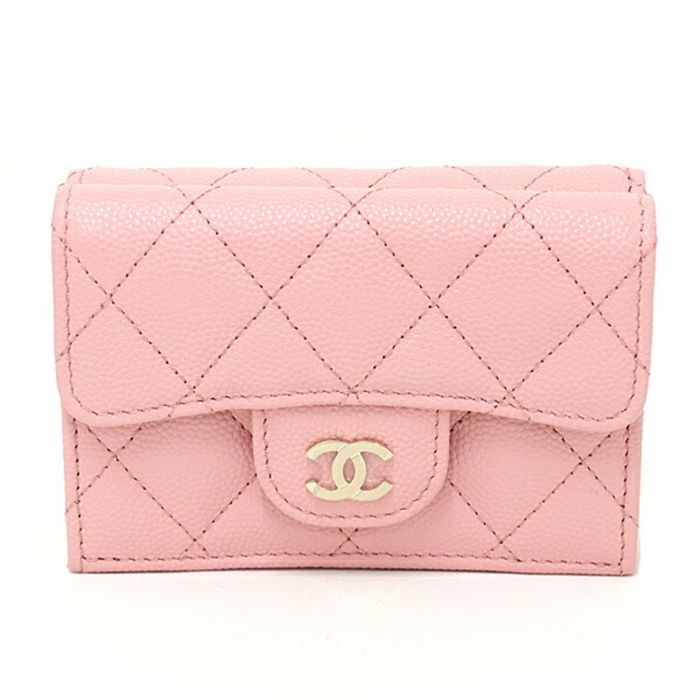 Chanel CHANEL Matelasse Classic Small Flap Caviar Skin Trifold Wallet  AP0230 Pink