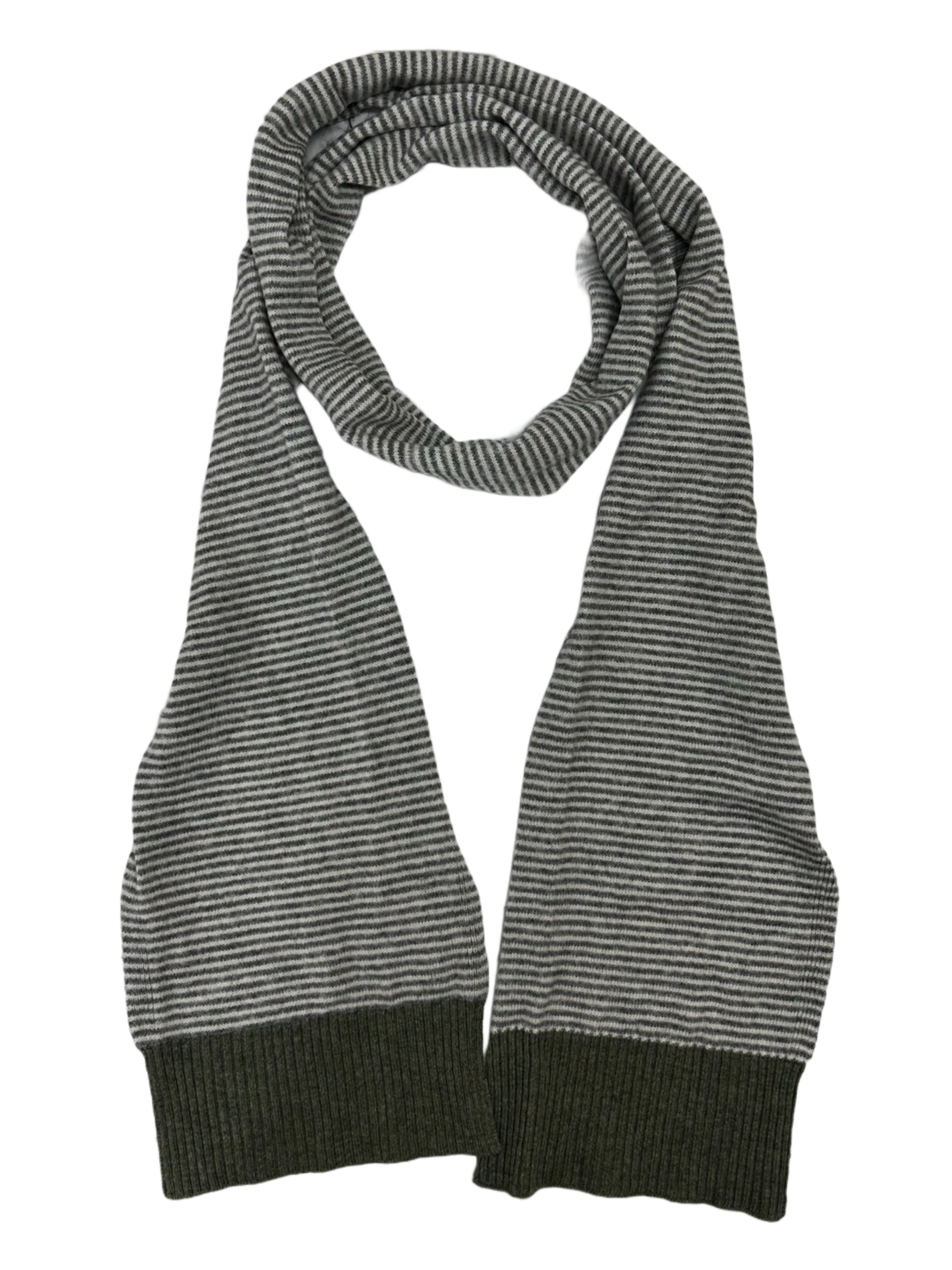 CLOSED CLOSED Grey / White Striped Cashmere Mix Scarf Size ONE SIZE - 2 Thumbnail