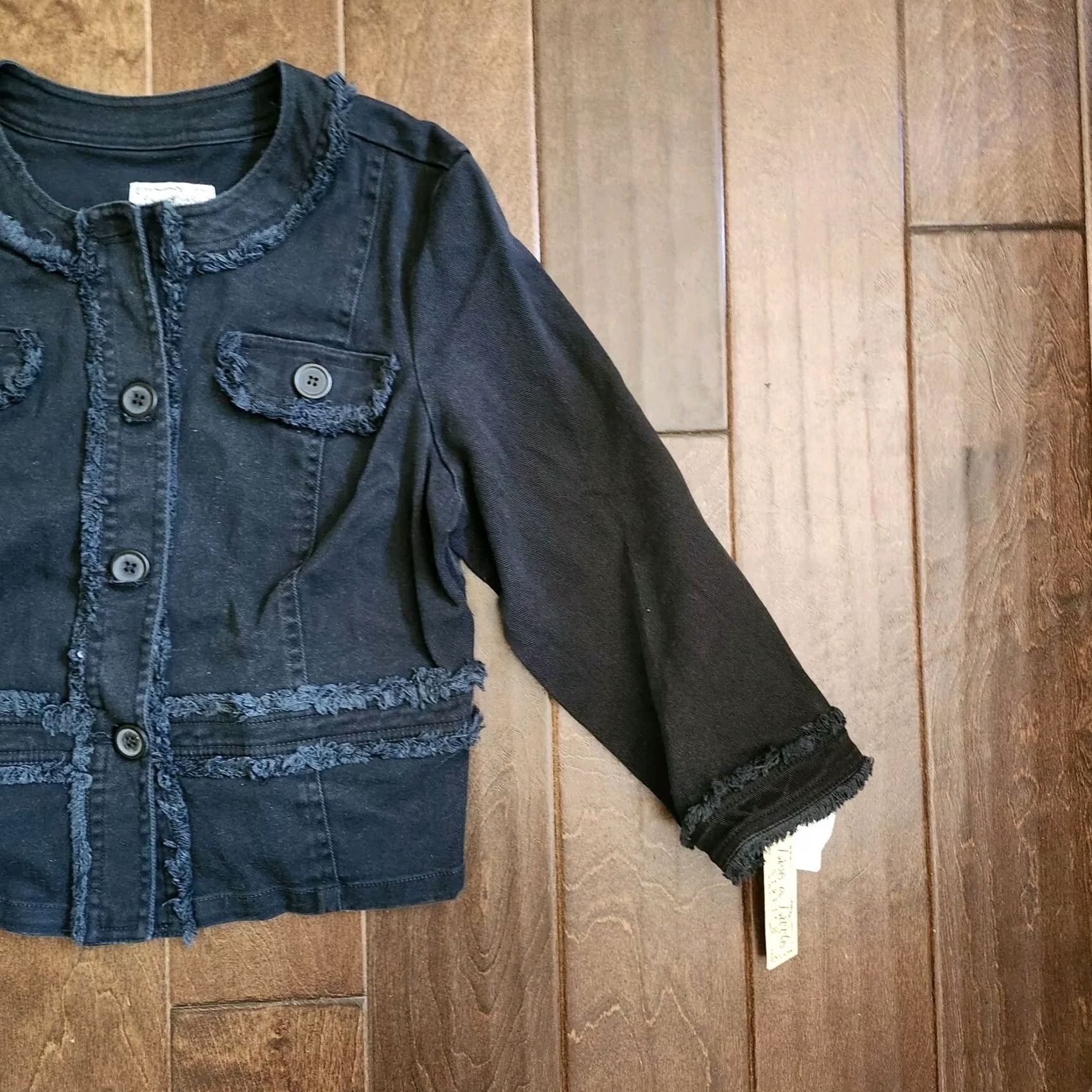 Olive Live a Little Jacket Women's Junior Button Stretch L Black Solid Regular Spring Fall Winter Size L / US 10 / IT 46 - 4 Thumbnail